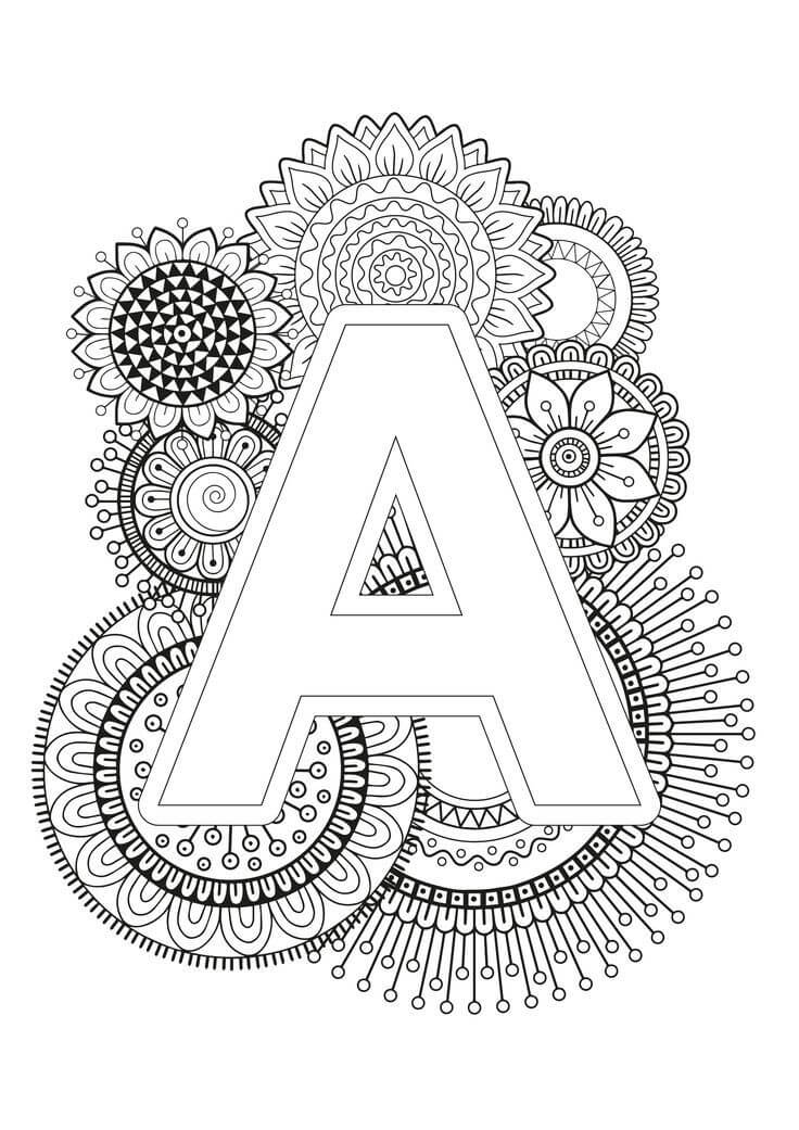 Mandala Letter E Coloring Page - Download, Print Now!