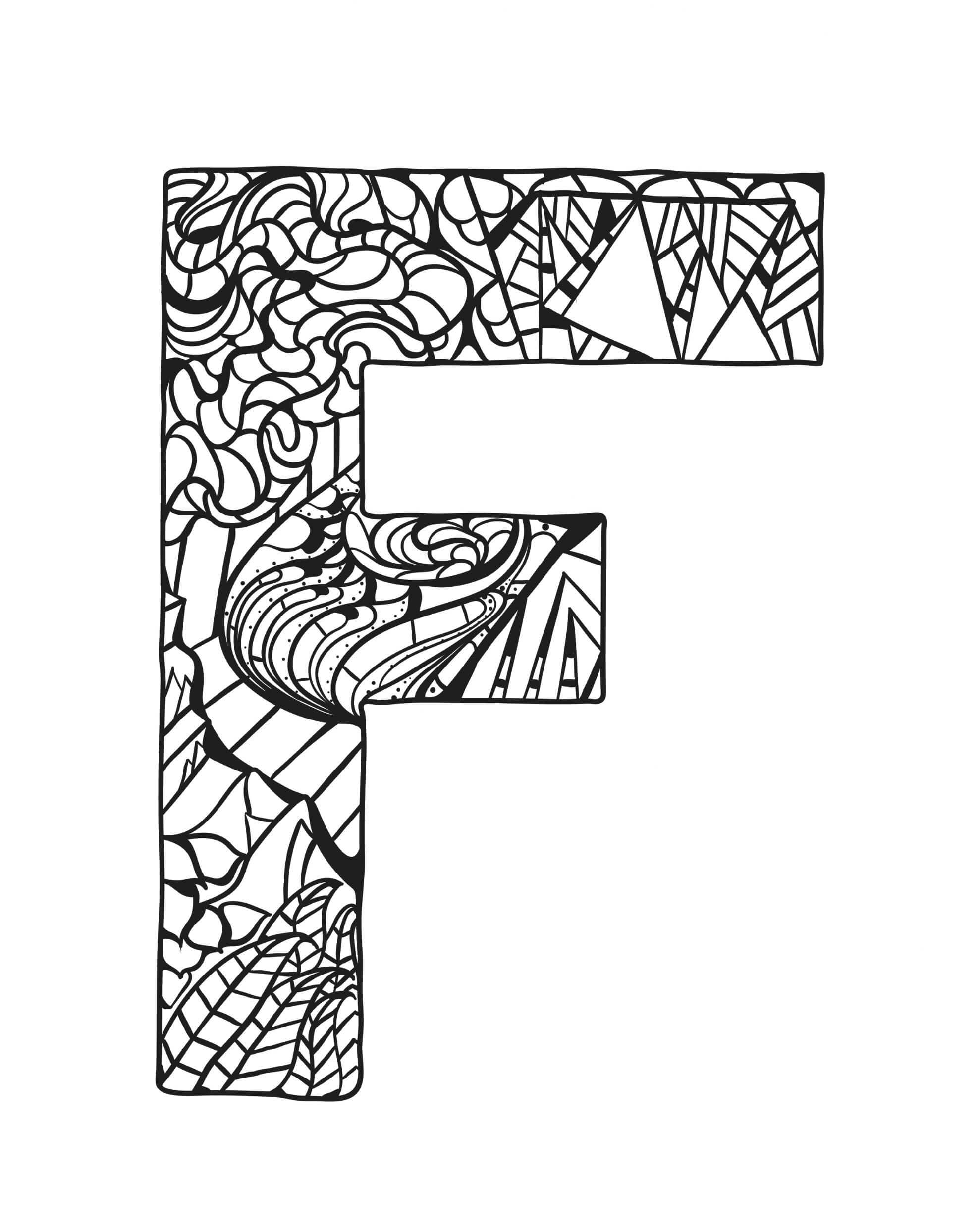 Mandala Letter F Coloring Page Mandala