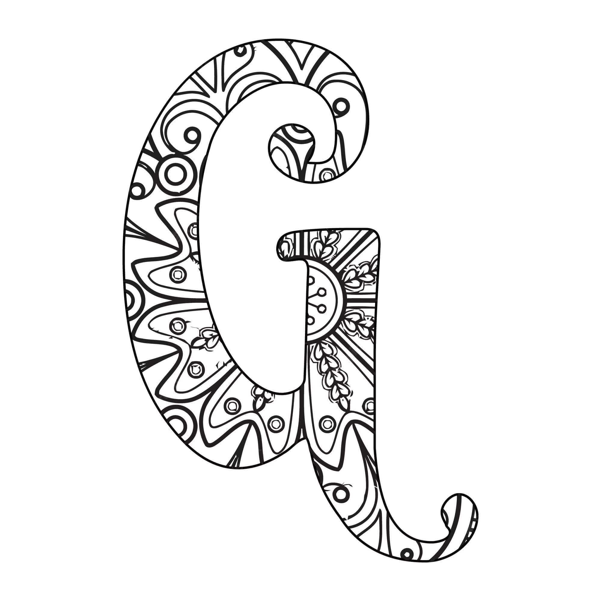 Mandala Letter G Coloring Page Mandalas