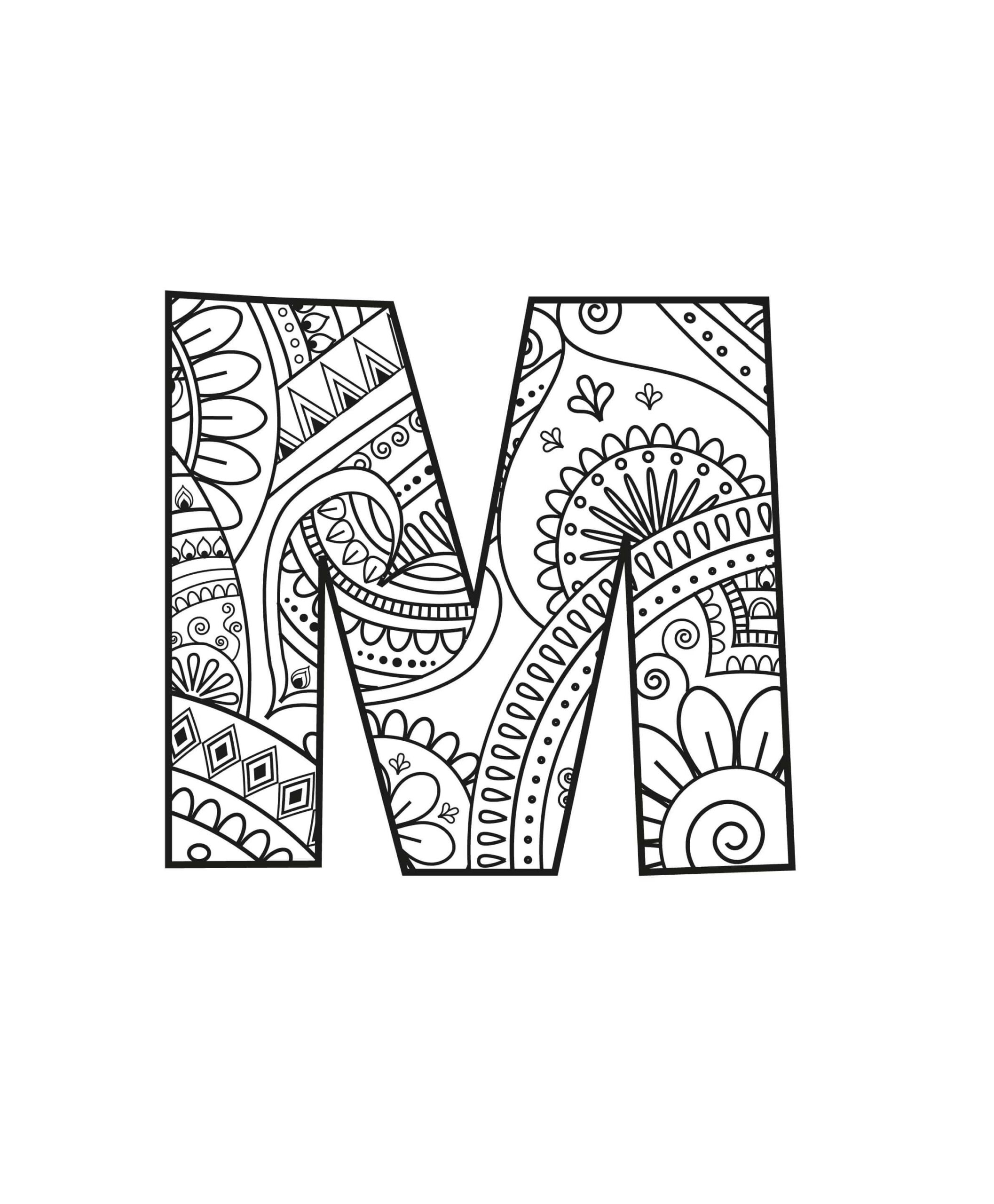 Mandala Letter M Coloring Page Mandalas