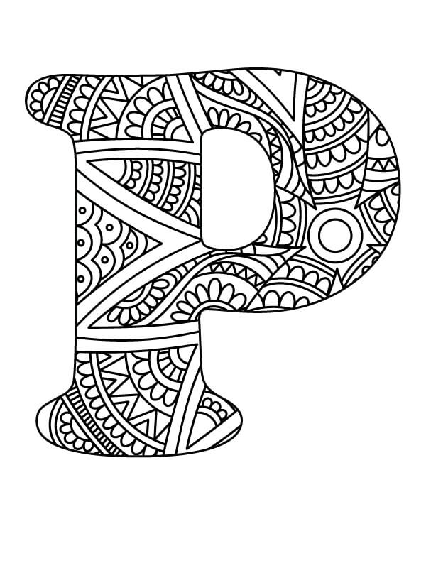 Mandala Letter P Coloring Page Mandala