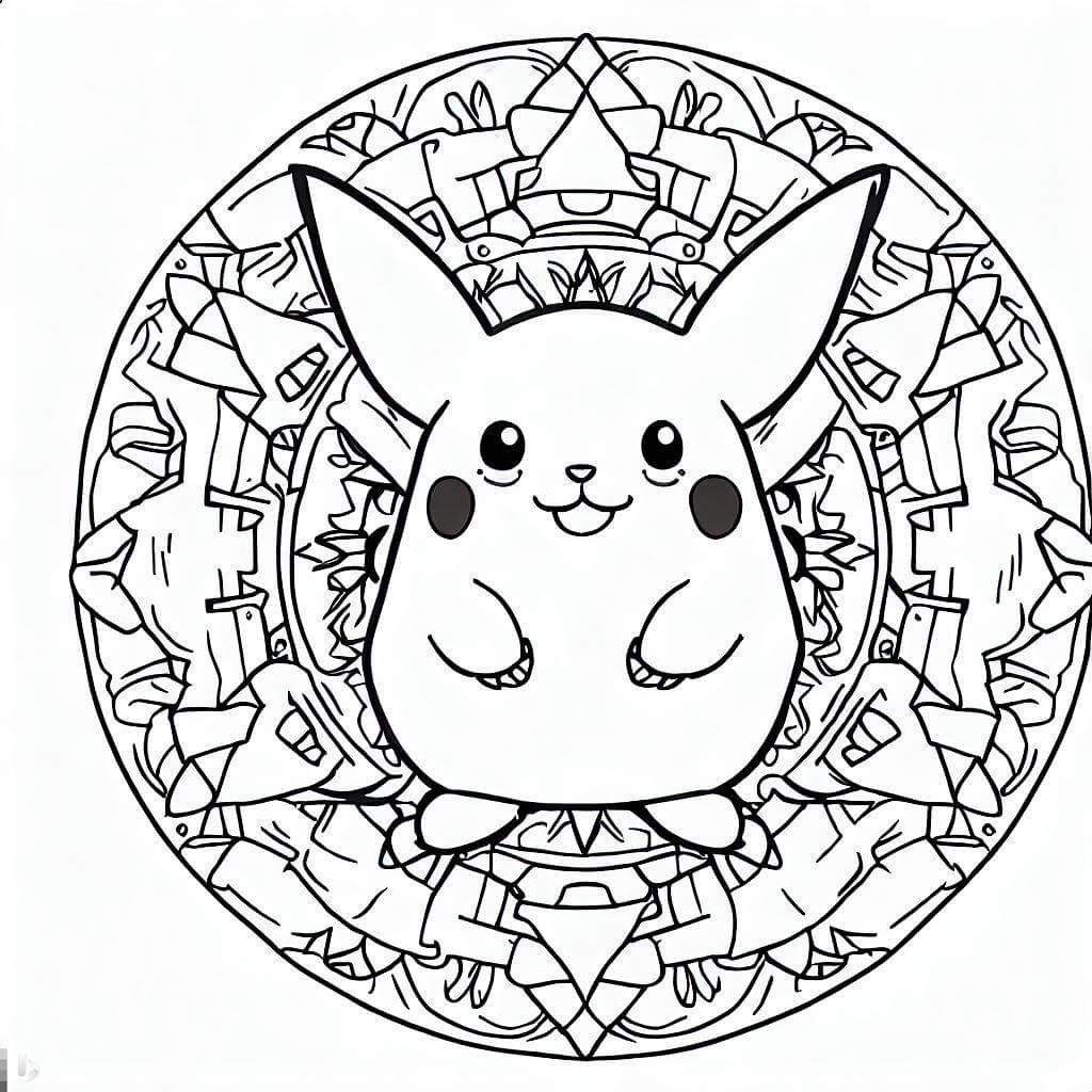 Mandala Little Pikachu Coloring Page Mandala
