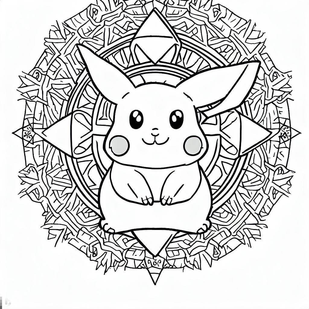Mandala Lovely Pikachu Coloring Page Mandalas