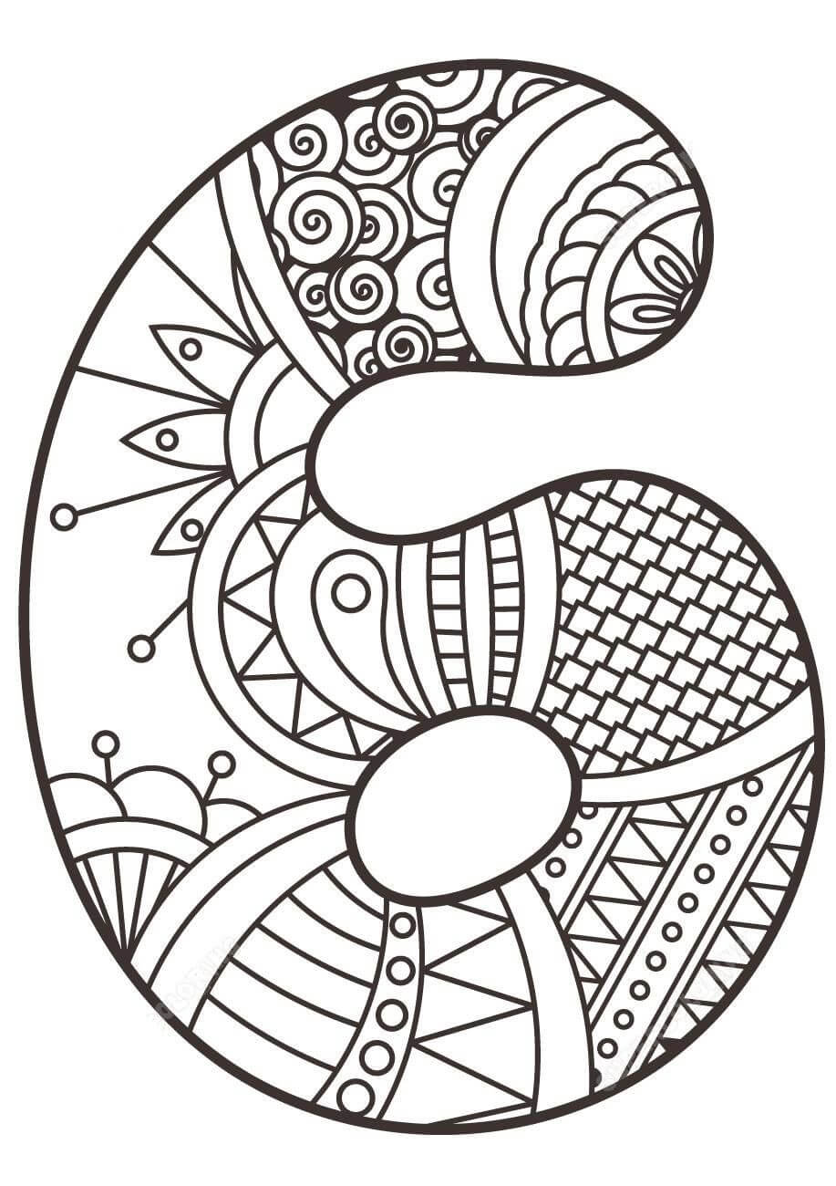 Mandala Number Six Coloring Page Mandala