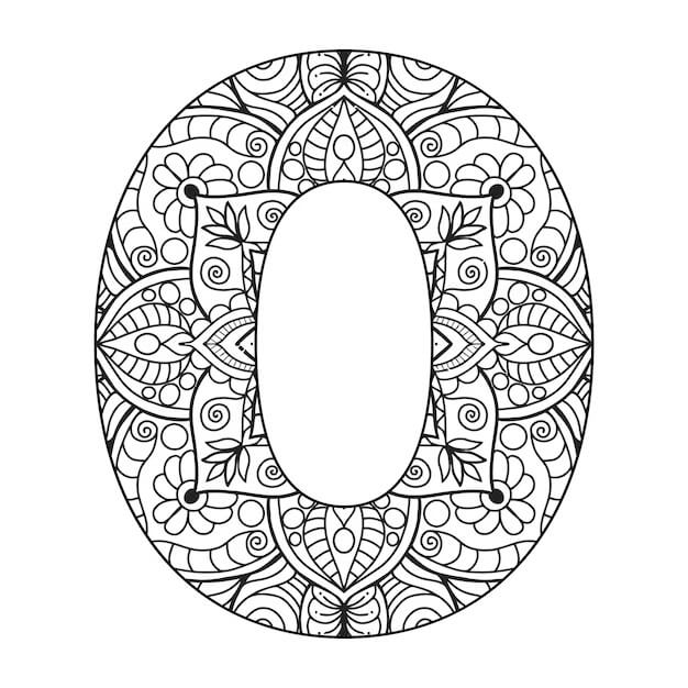 Mandala Number Zero Coloring Page Mandala