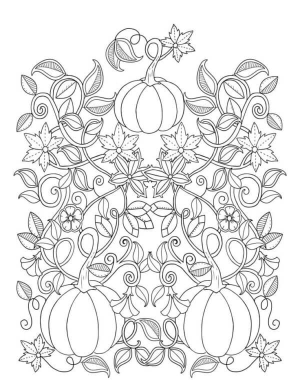 Mandala Pumkins Autumn Coloring Page Mandalas