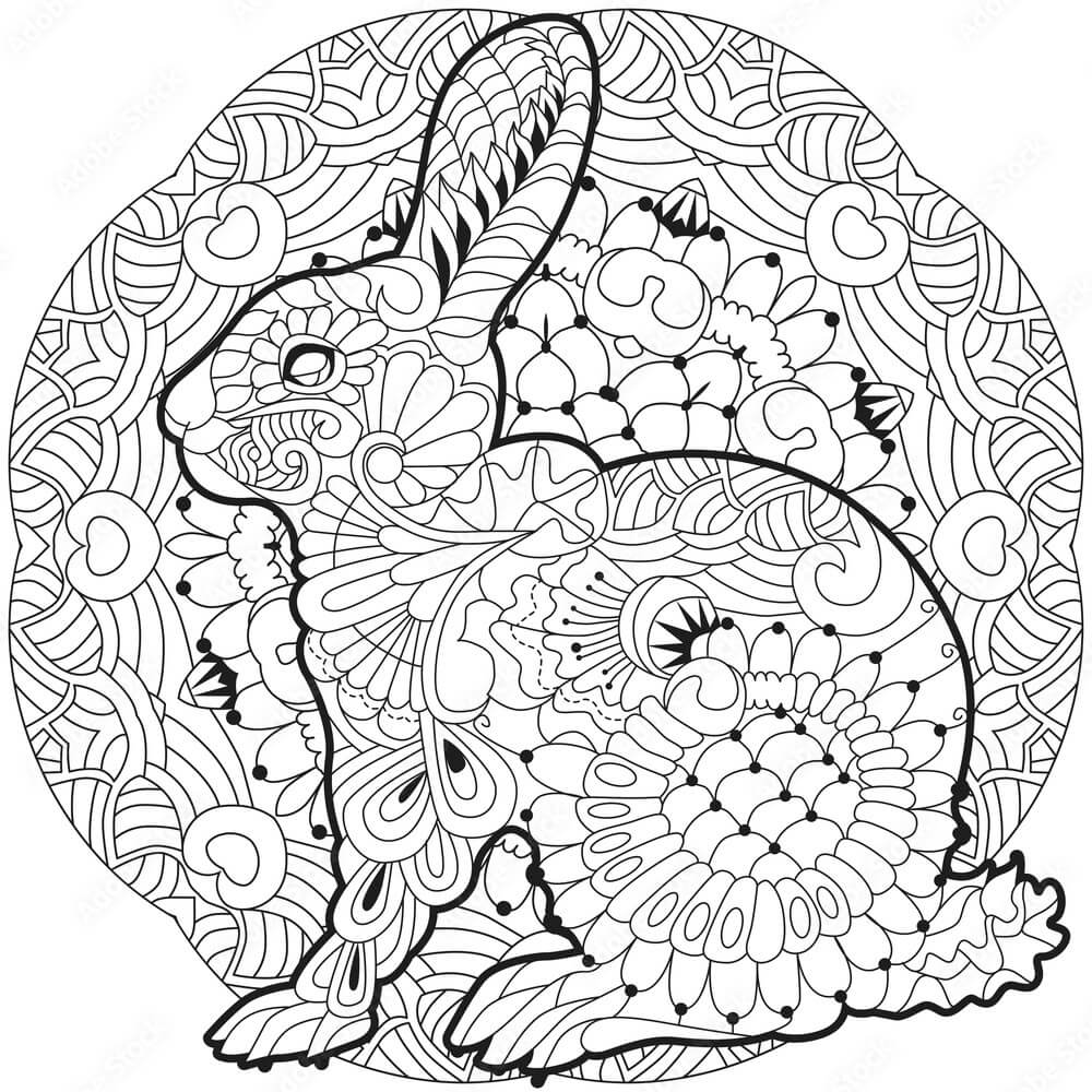 Mandala Rabbit Spring Coloring Page Mandala