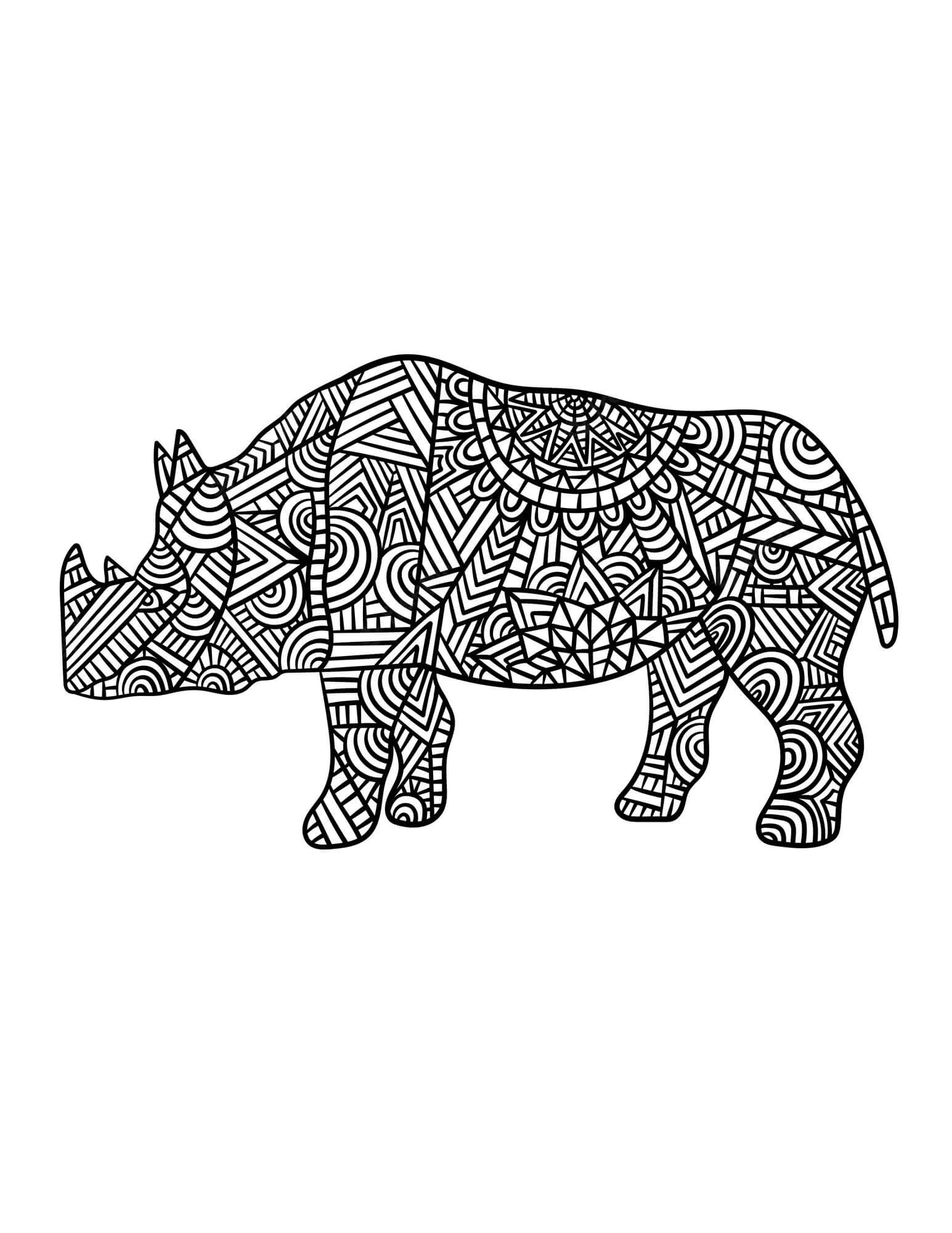 Mandala Rhino Coloring Page - Sheet 1 Mandalas