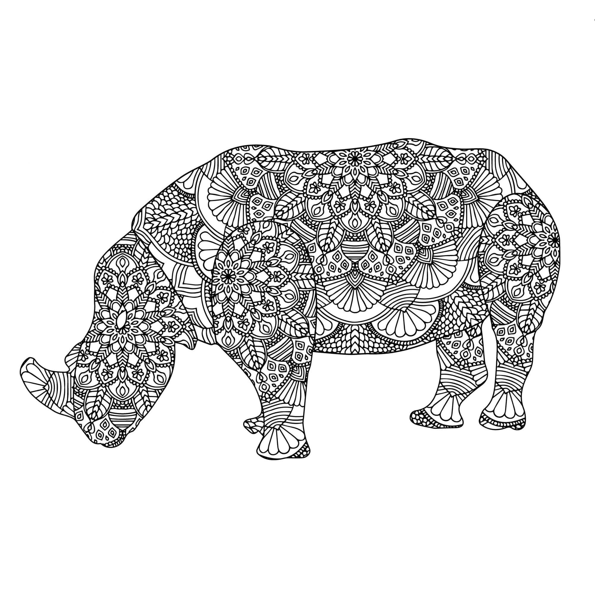 Mandala Rhino Coloring Page - Sheet 2 Mandalas