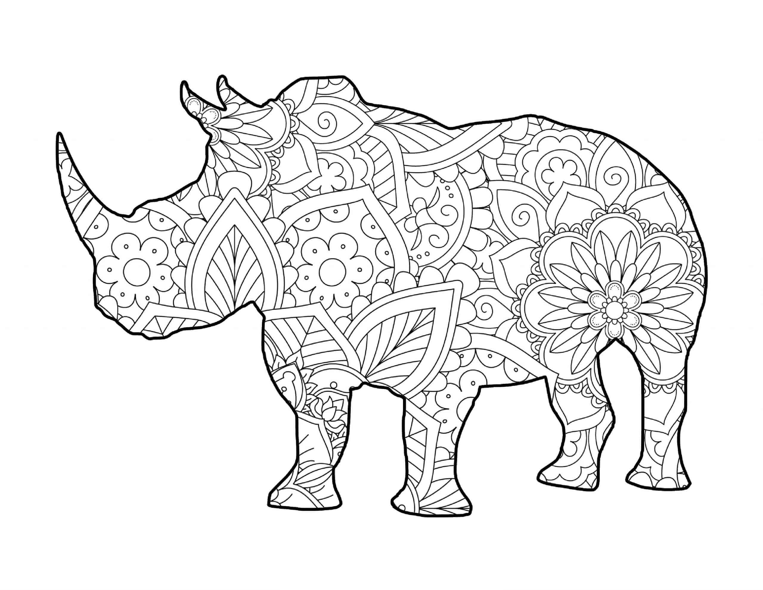 Mandala Rhino Coloring Page Mandalas