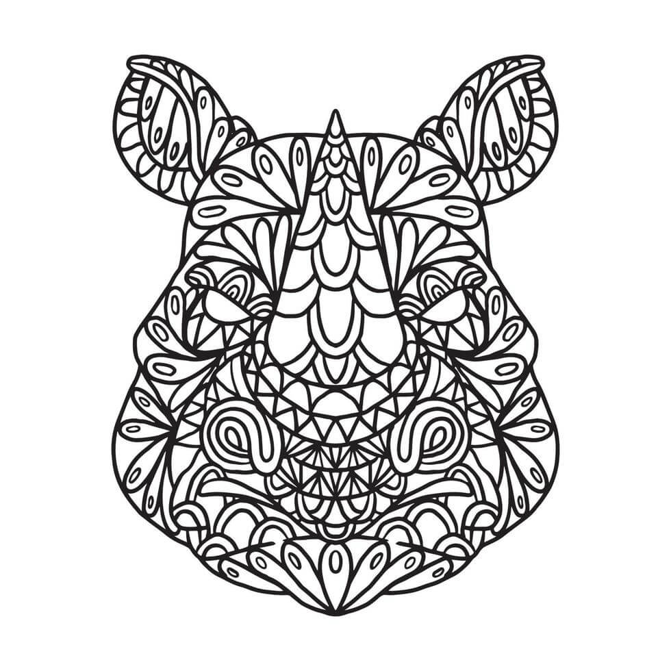 Mandala Rhino Face Coloring Page Mandalas