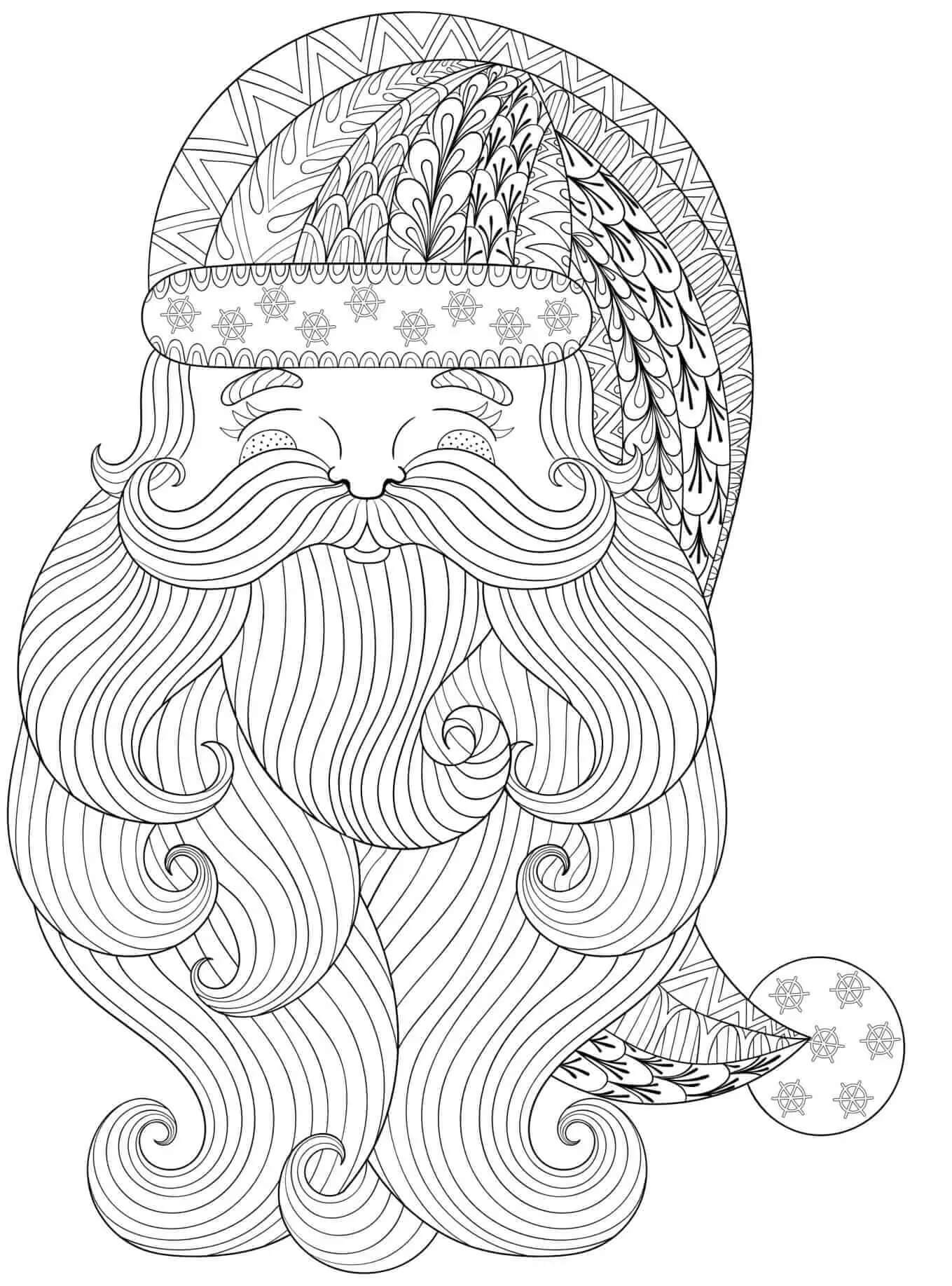 Mandala Santa Claus Head Coloring Page Mandalas