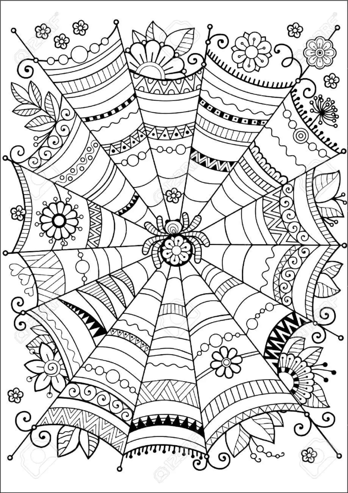 Mandala Spider Halloween Coloring Page Mandalas