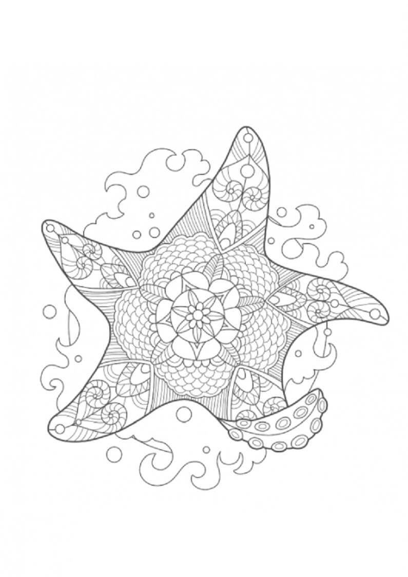 Mandala Starfish in Summer Coloring Page Mandala