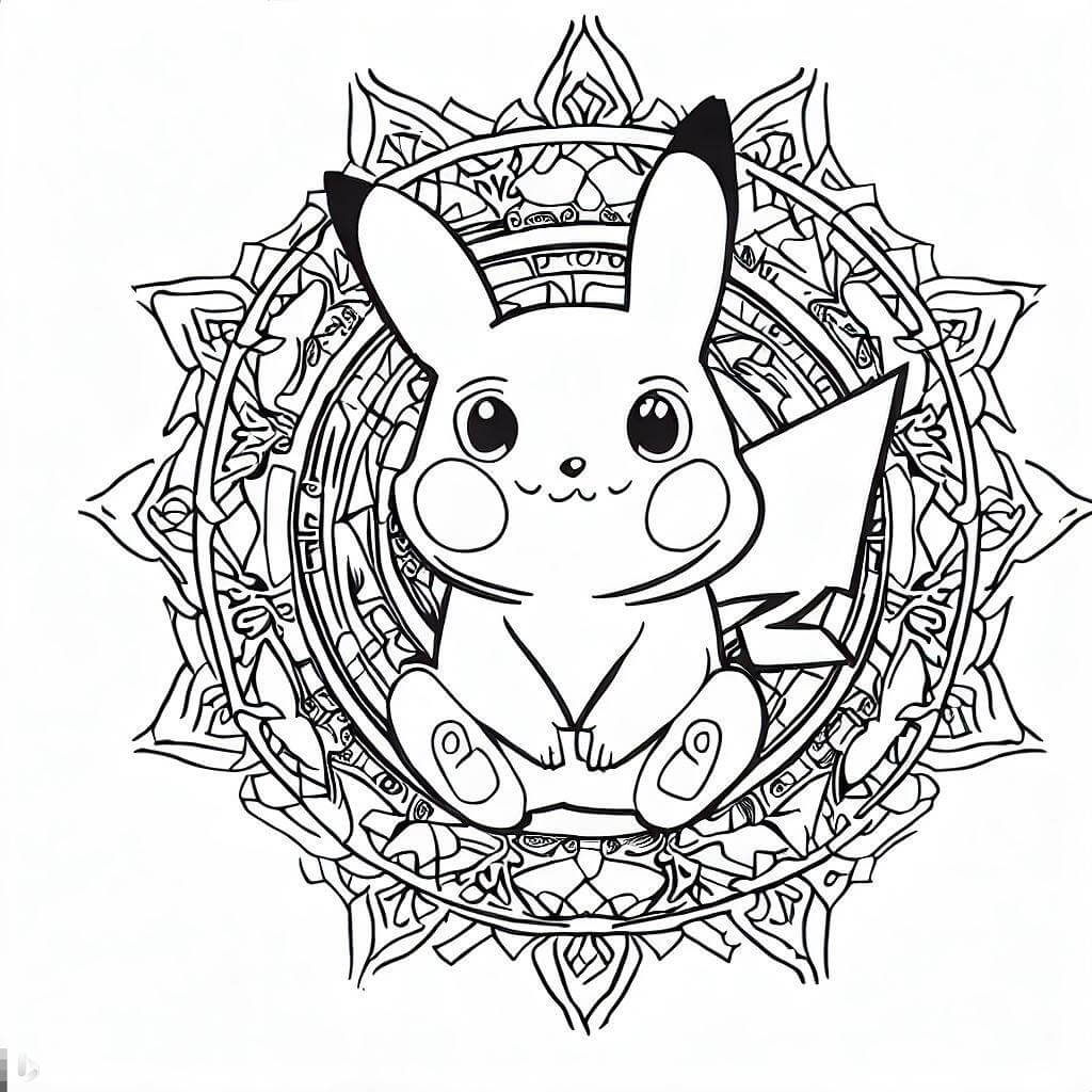 Mandala Sweet Pikachu Coloring Page Mandala