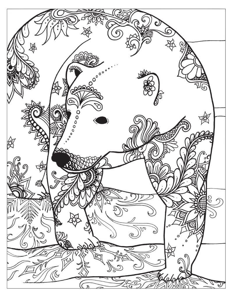 Mandala Winter Bear Coloring Page Mandala
