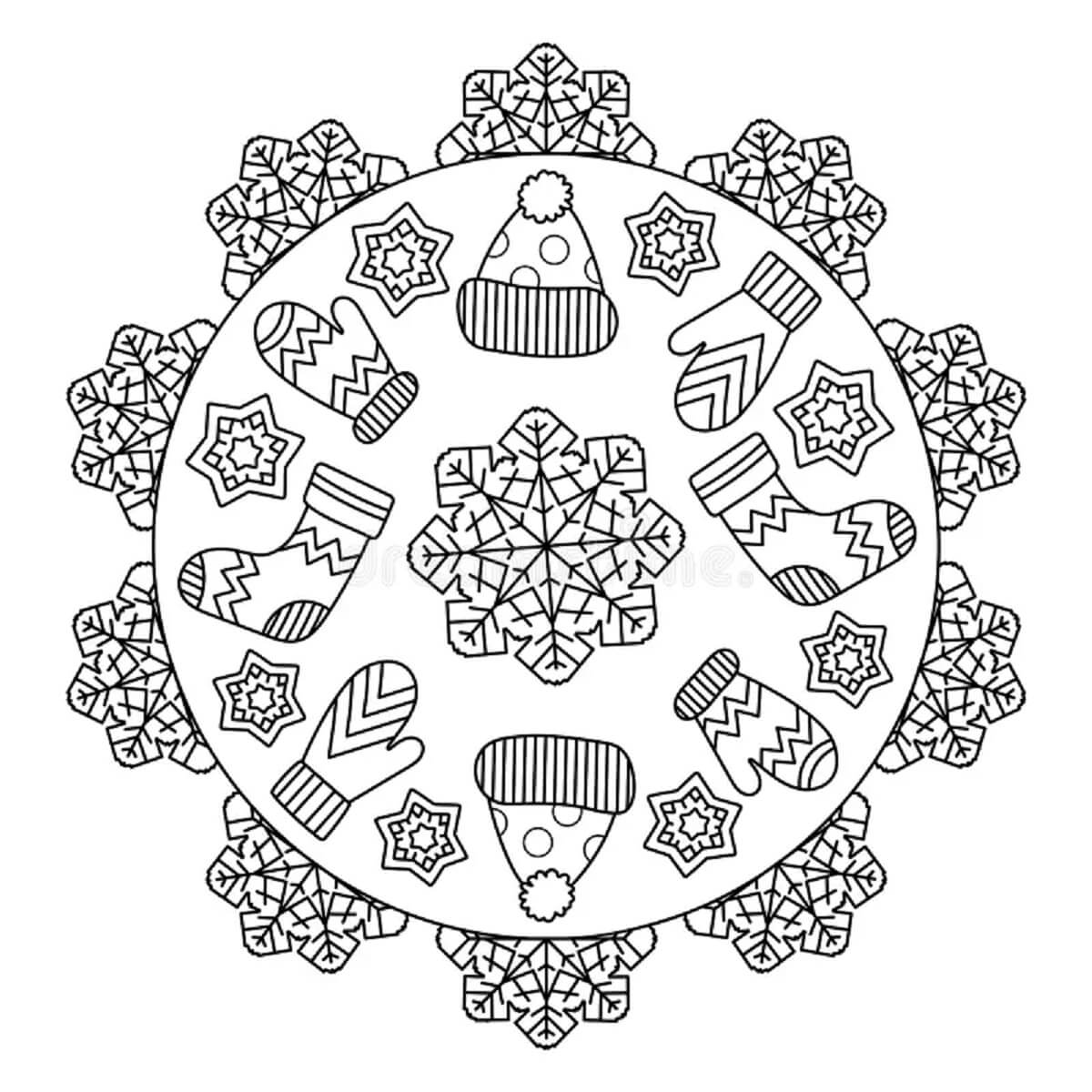 Mandala Winter Coloring Page - Sheet 4 Mandalas