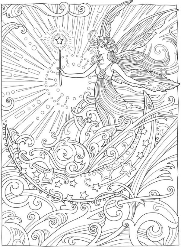 Mandala Beautiful Fairy Coloring Page Mandalas
