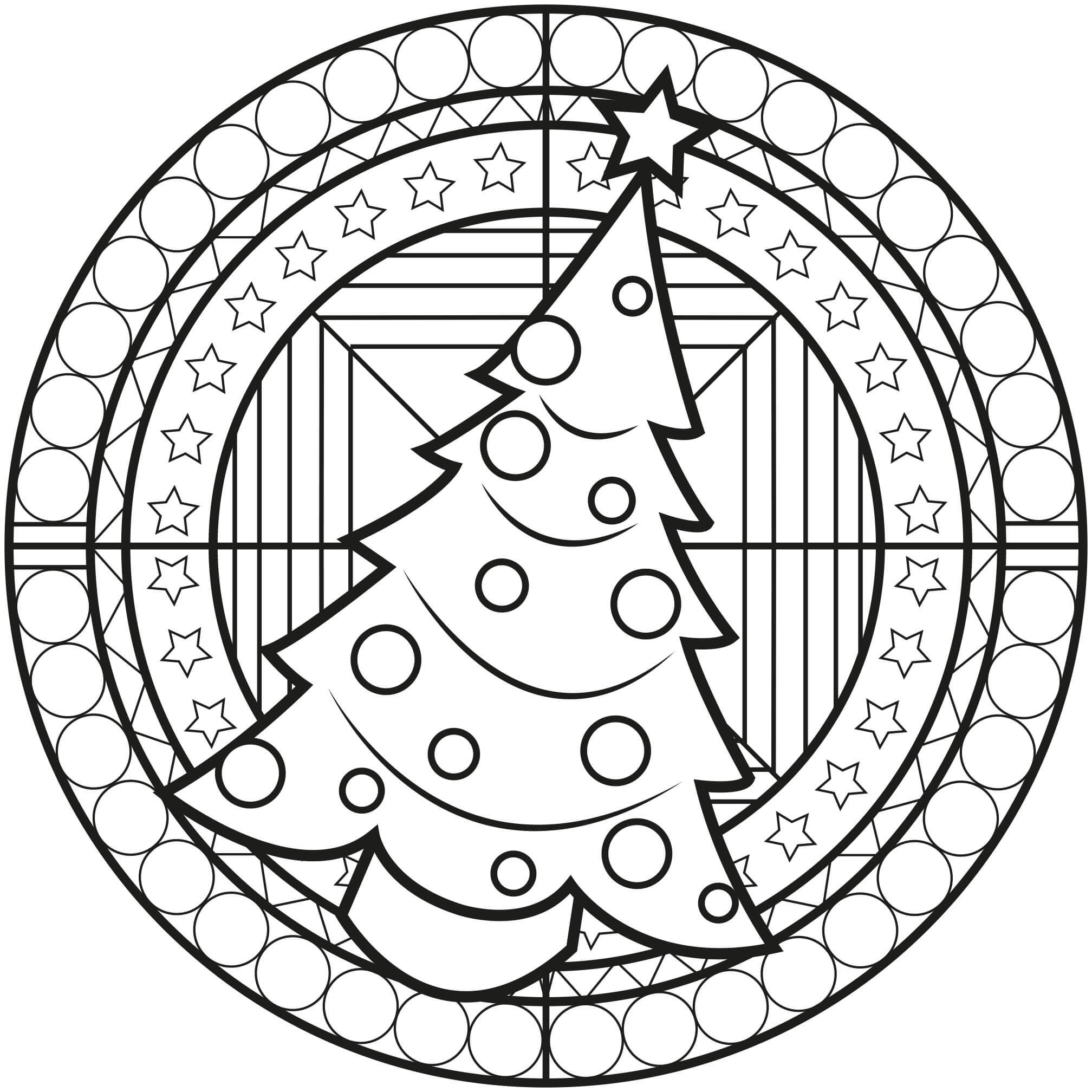 Mandala Christmas Tree Coloring Page - Sheet 2 Mandalas