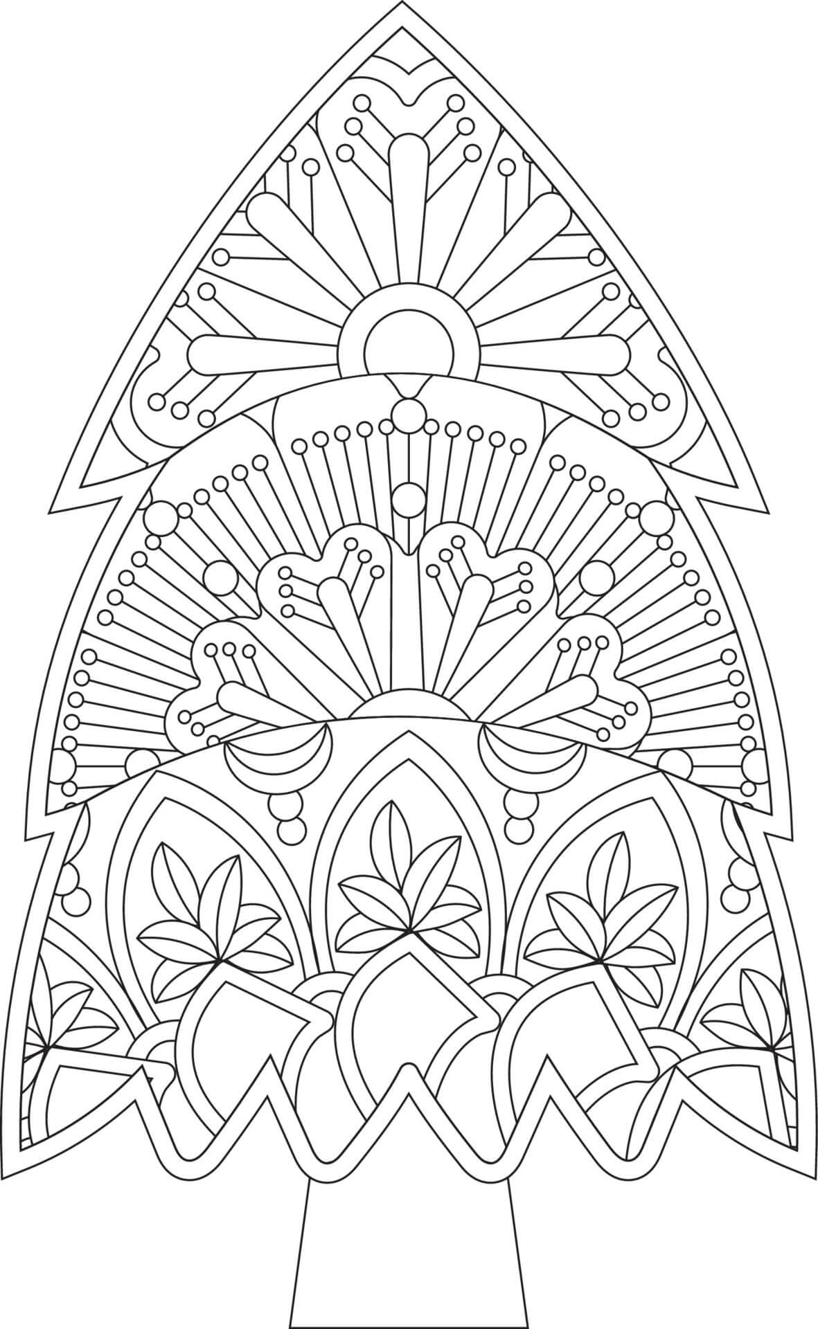 Mandala Christmas Tree Coloring Page - Sheet 5 Mandalas