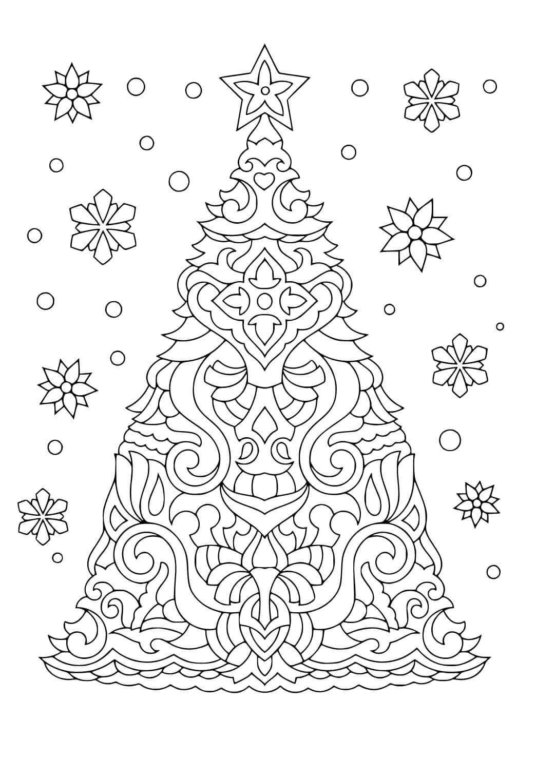 Mandala Christmas Tree Coloring Page Mandalas