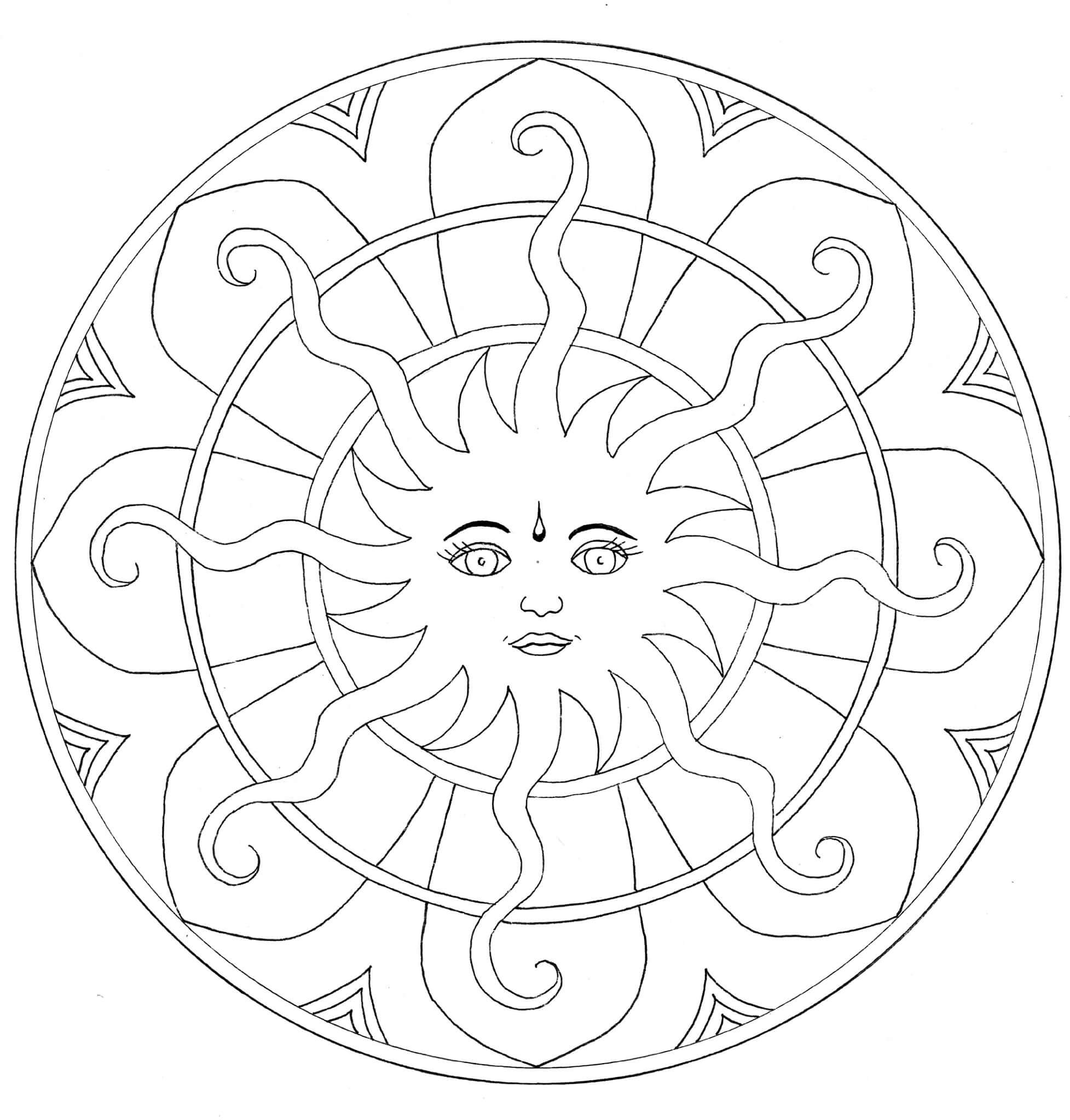 Mandala Cute Sun Coloring Page Mandalas