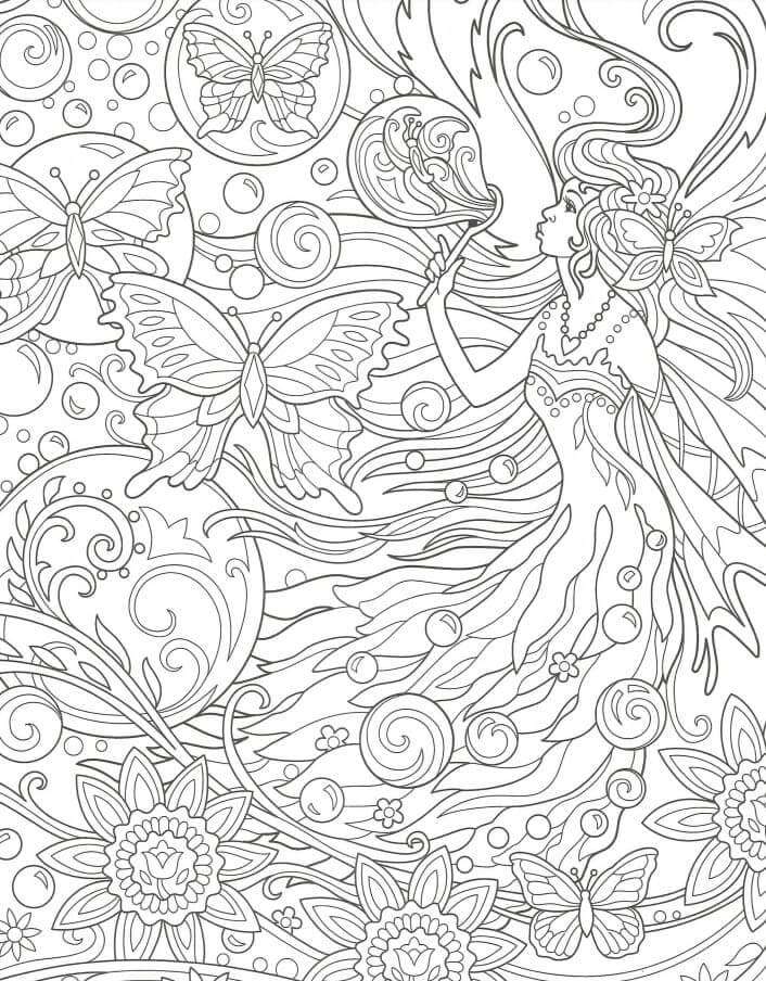 Mandala Fairy Coloring Page - Sheet 5 Mandalas