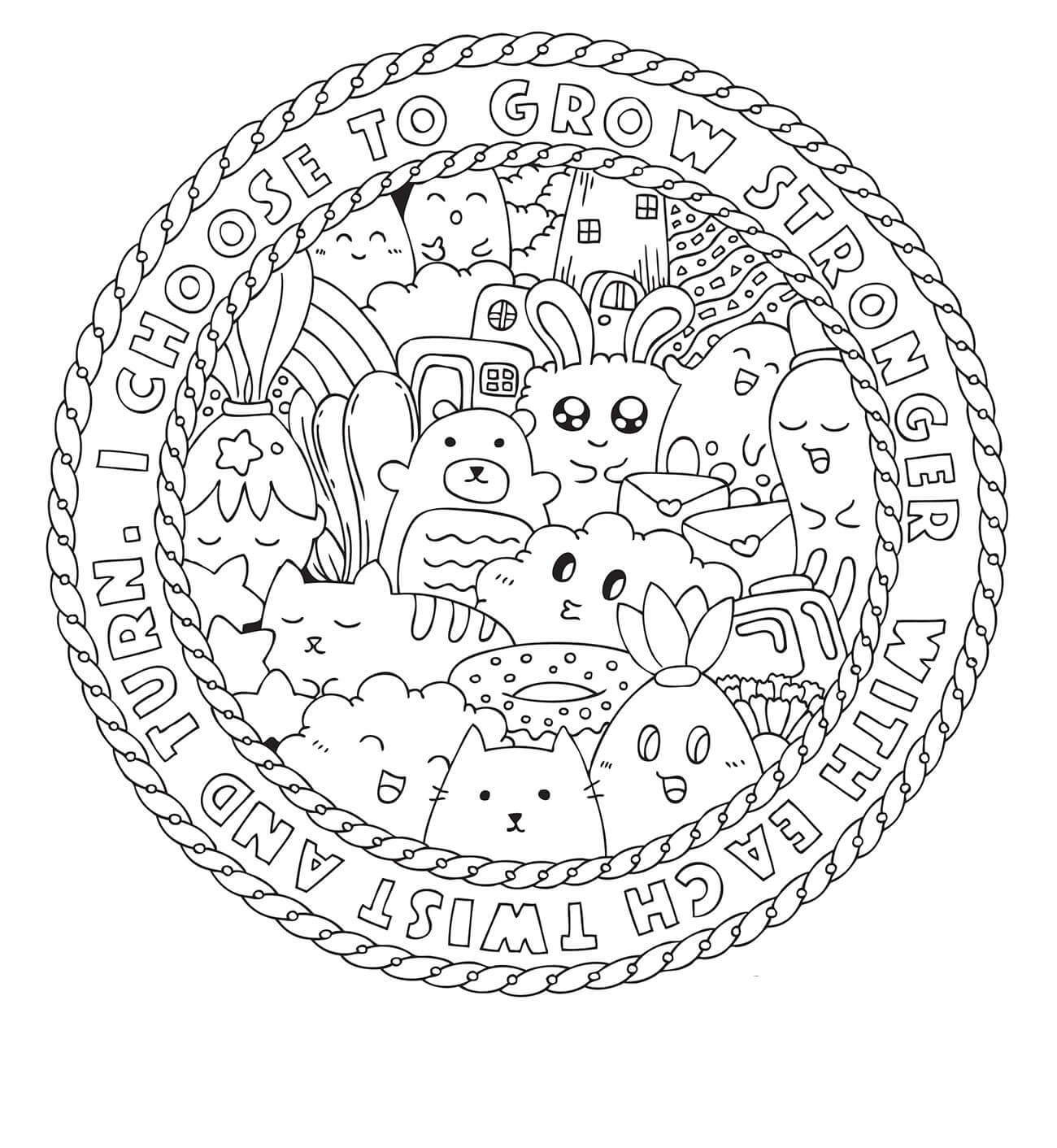 Mandala Pusheen And Cartoon Characters Cute Coloring Page Mandalas