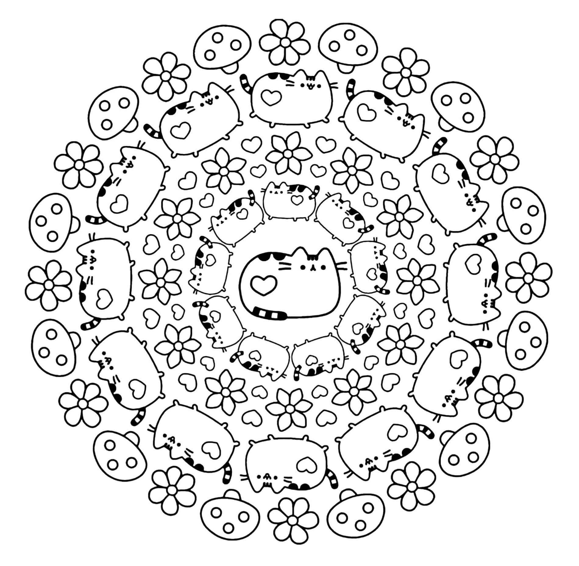 Mandala Pusheen Coloring Page Mandalas