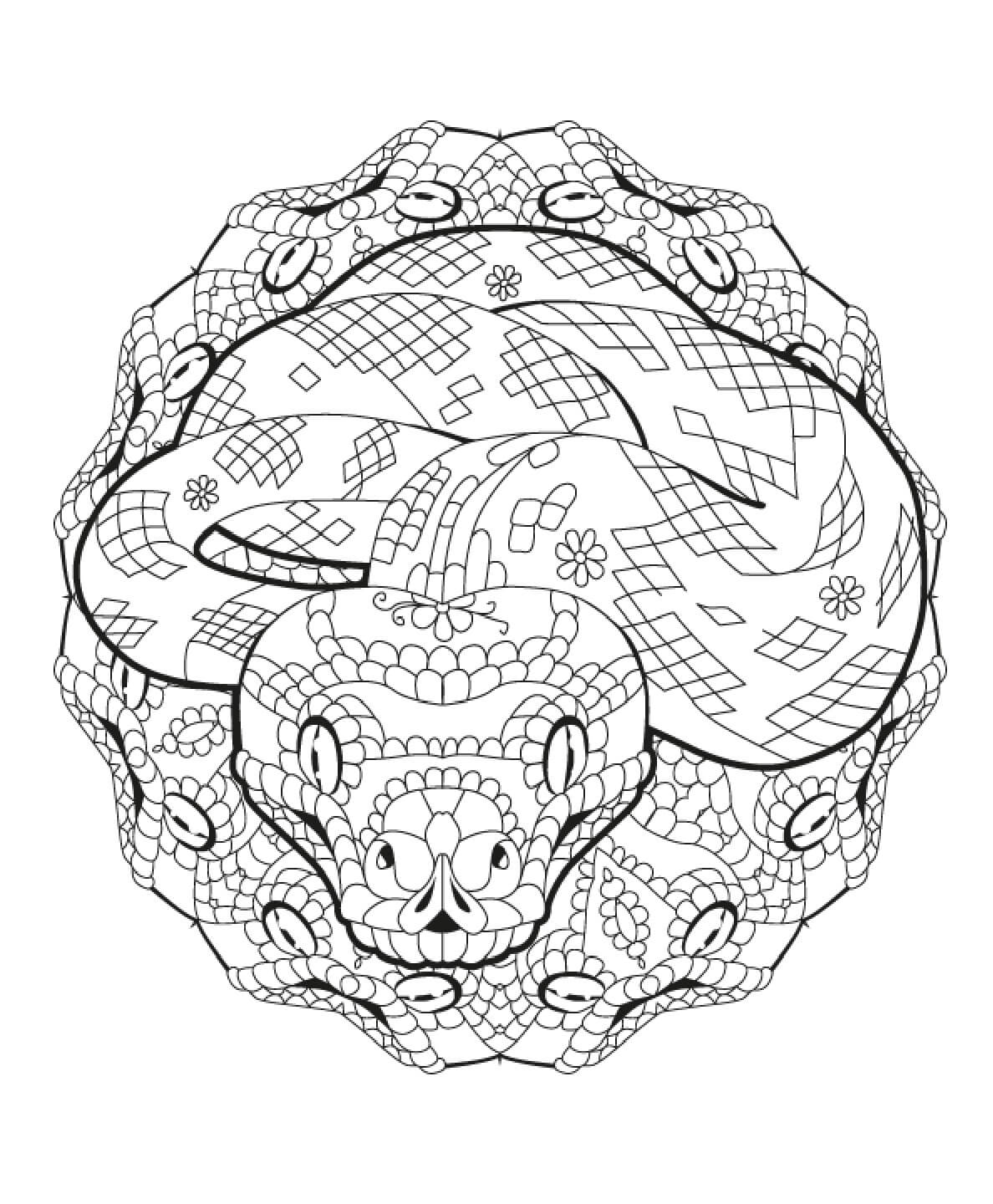 Mandala Snake Coloring Page - Sheet 6 Mandalas