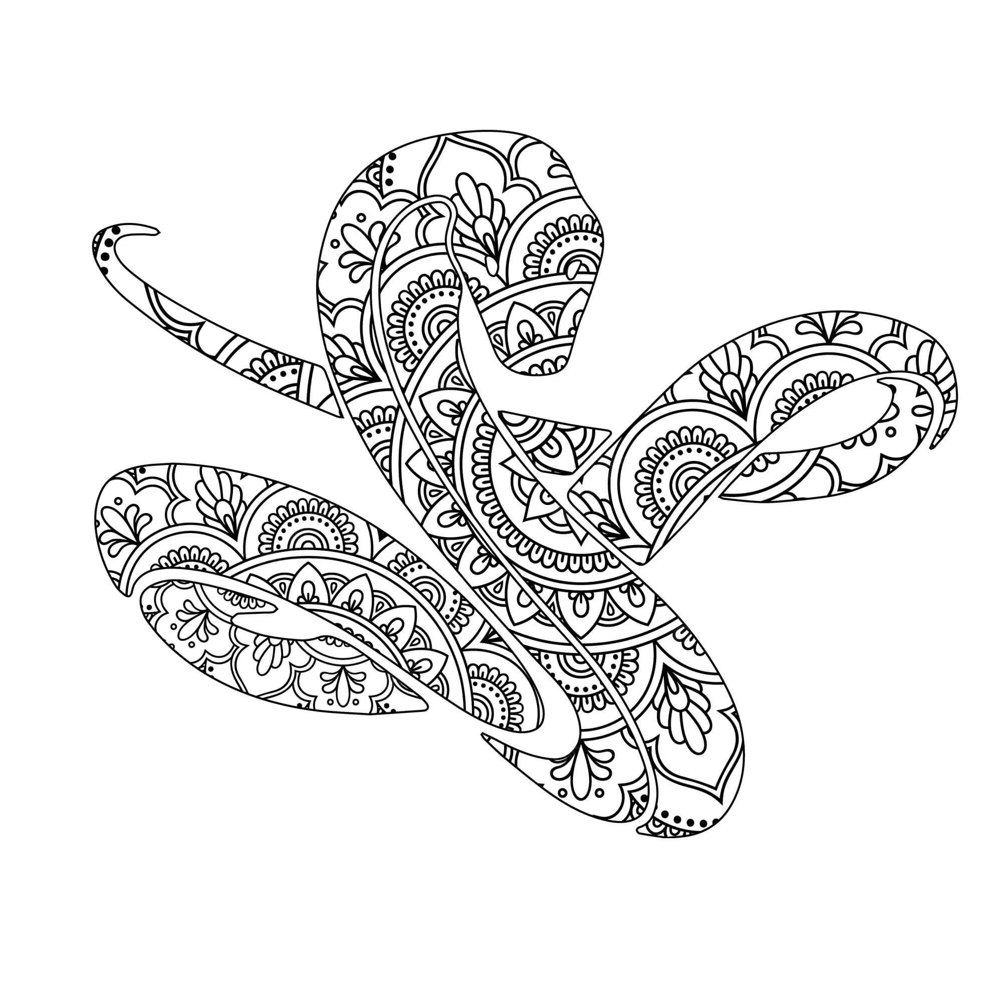 Mandala Snake Coloring Page - Sheet 9 Mandalas