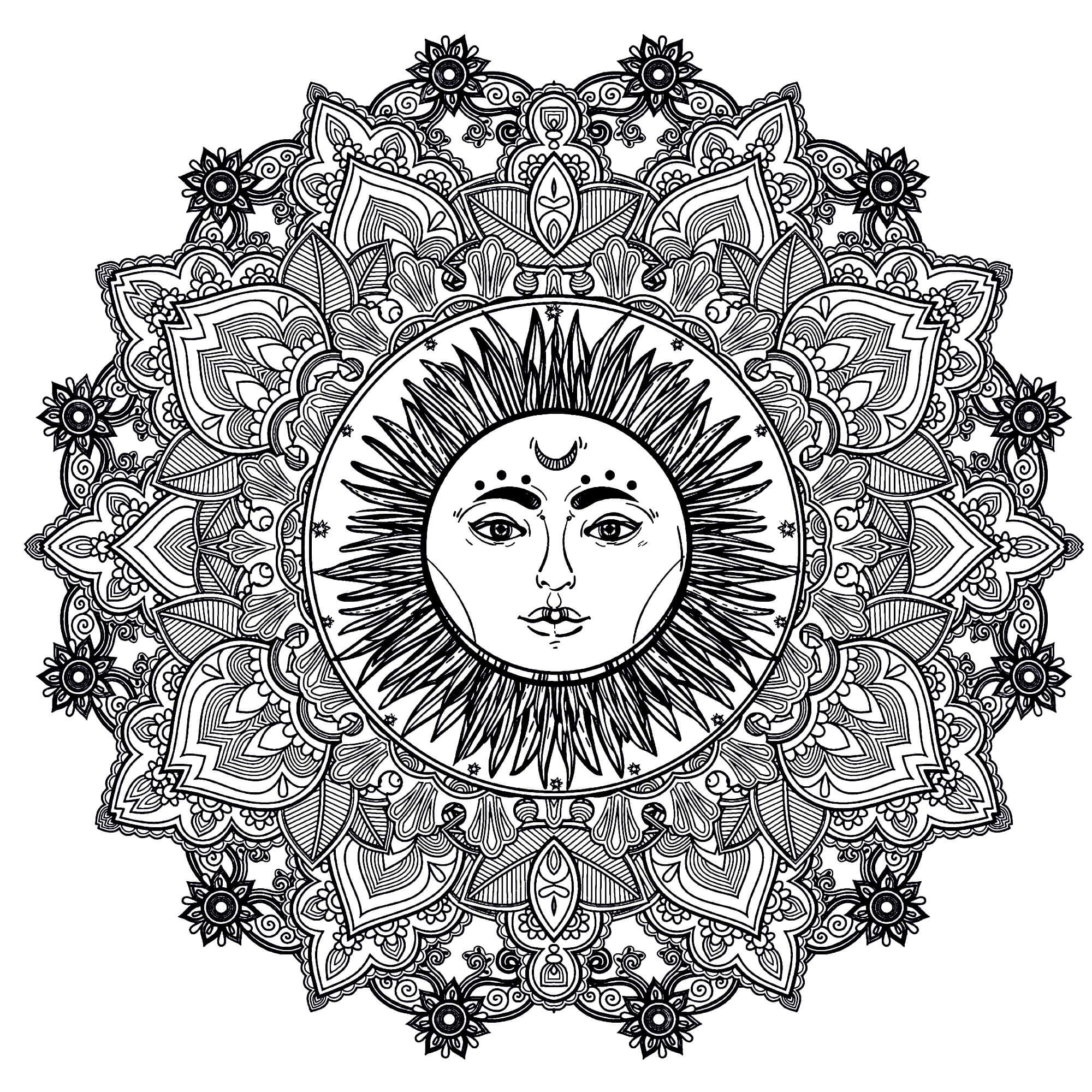 Mandala Sun Coloring Page - Sheet 2 Mandalas