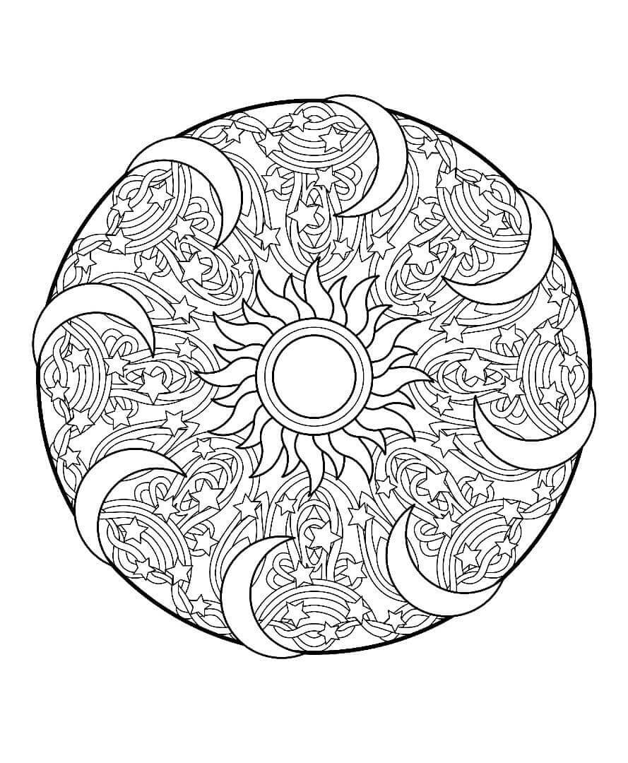 Mandala Sun Coloring Page - Sheet 7 Mandalas