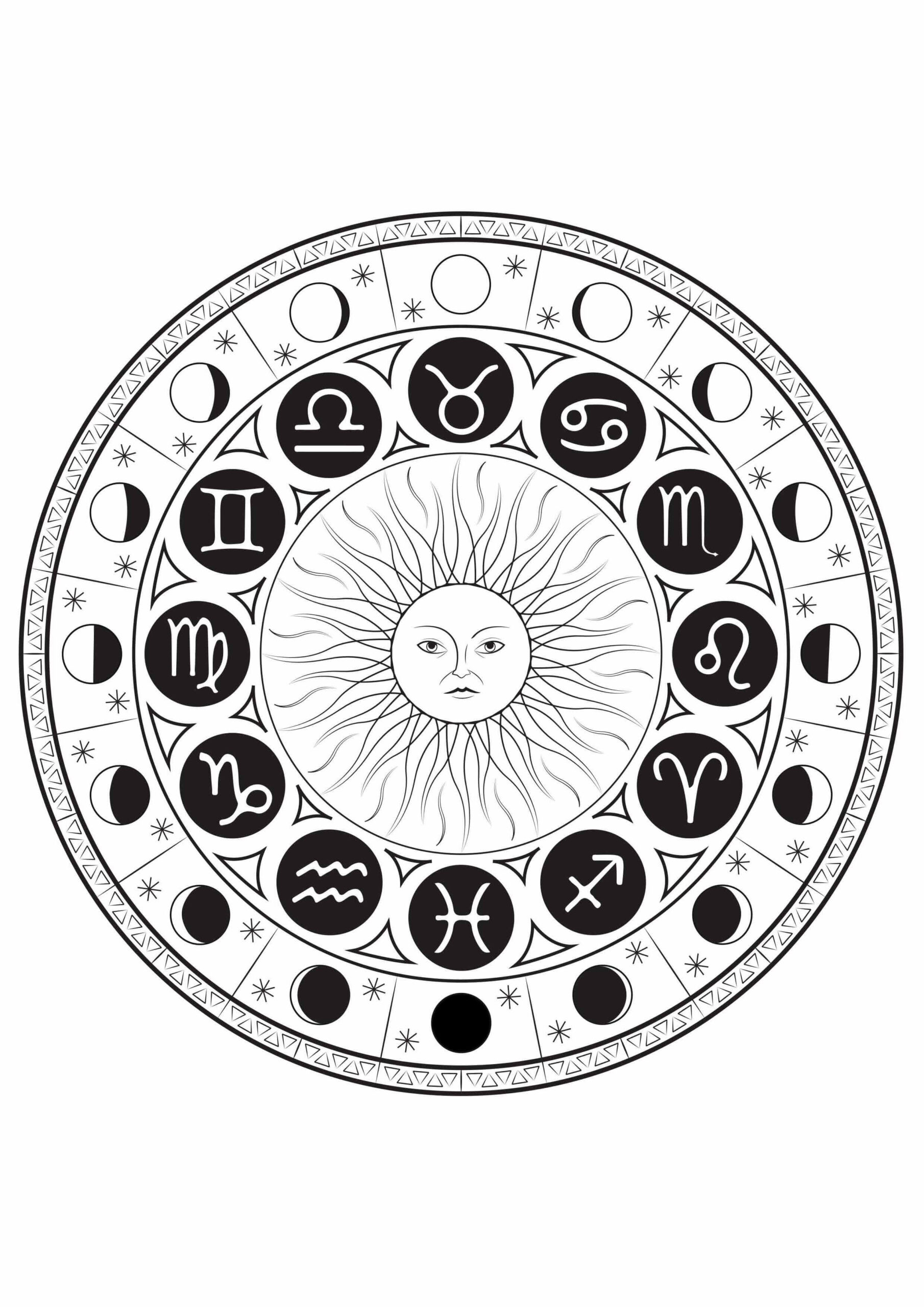 Mandala Sun Coloring Page - Sheet 9 Mandalas