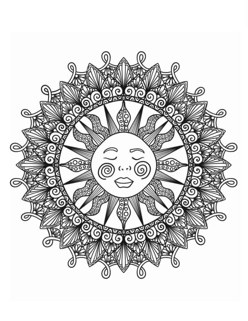 Mandala Sweet Sun Coloring Page Mandalas
