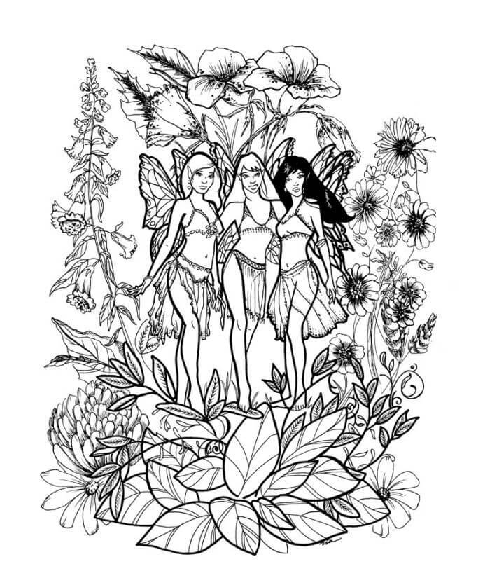 Mandala Three Fairies Coloring Page Mandalas