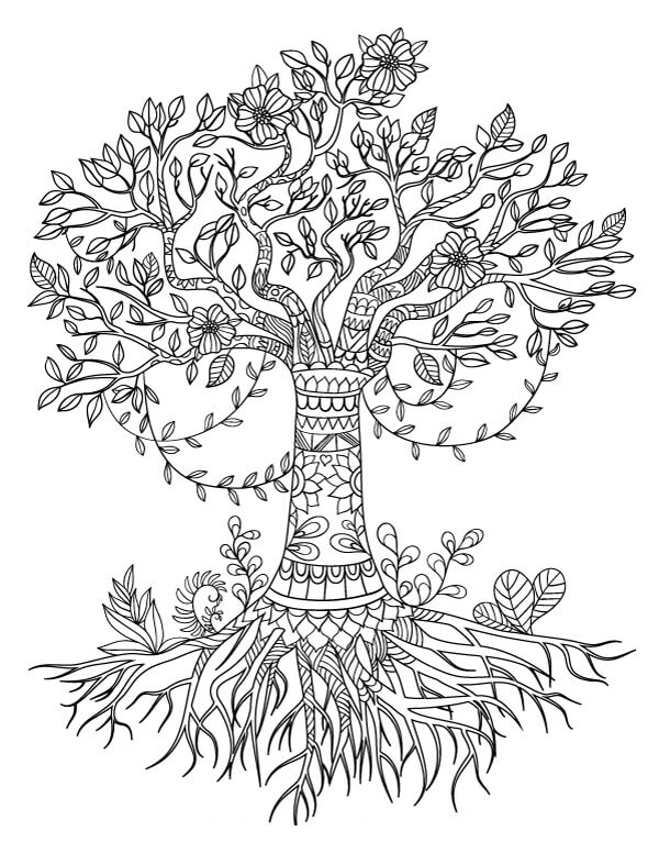 Mandala Tree Coloring Page - Sheet 3 Mandalas