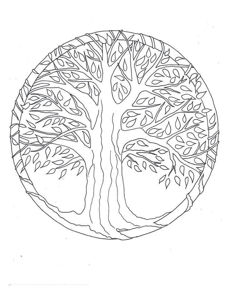 Mandala Tree Coloring Page - Sheet 7 Mandalas