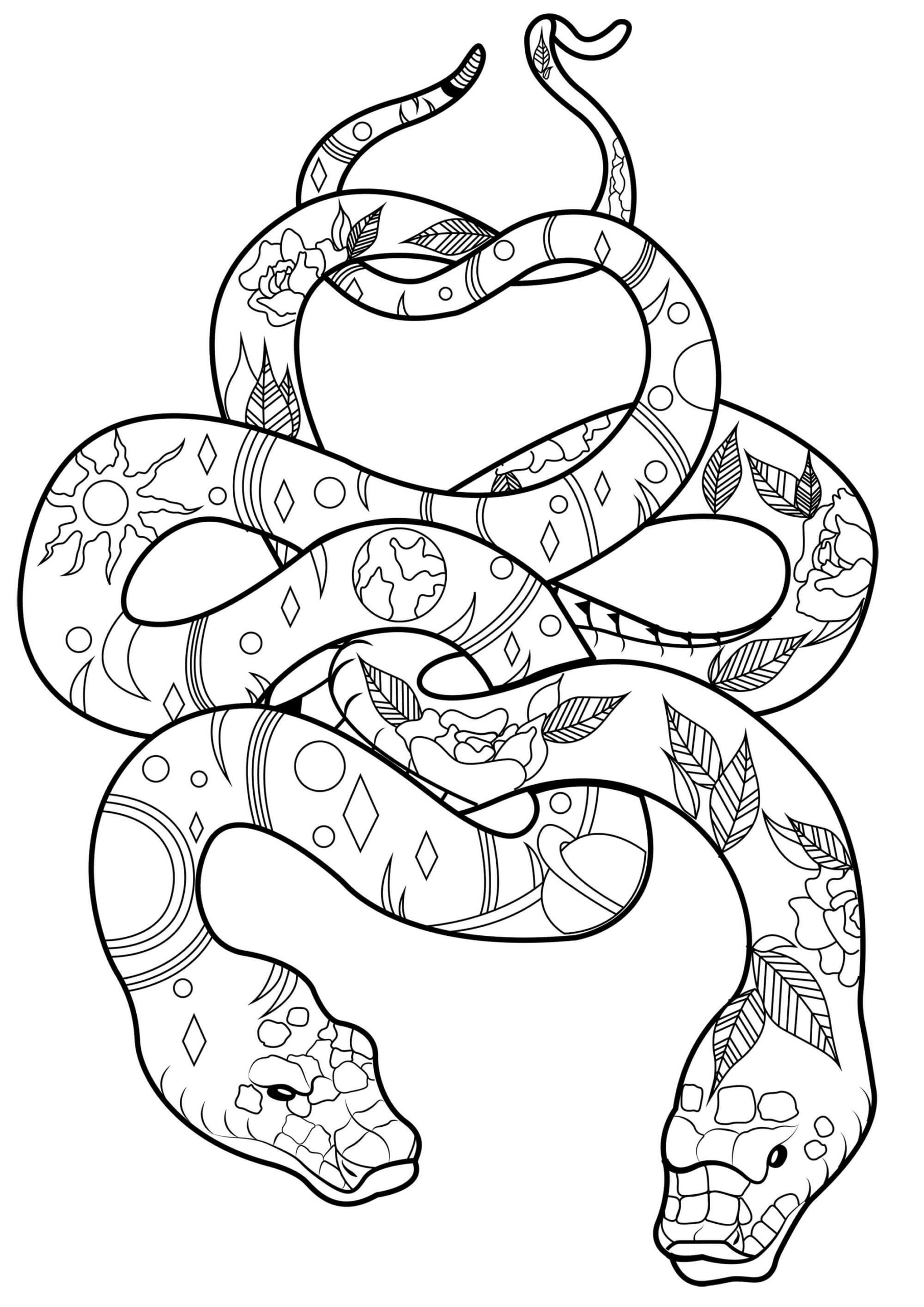 Mandala Two Snakes Coloring Page Mandalas