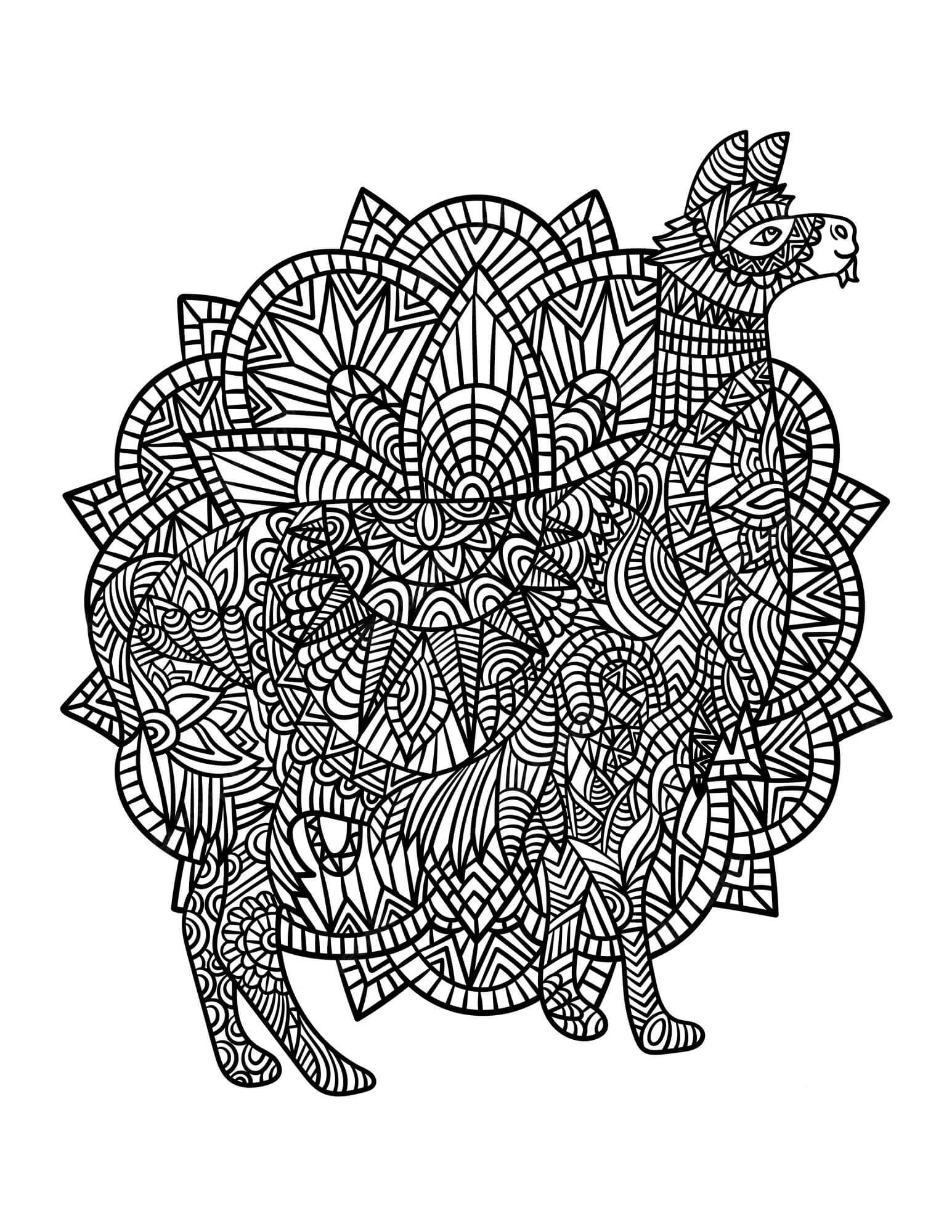 Mandala Llama Coloring Page - Sheet 2 Mandalas