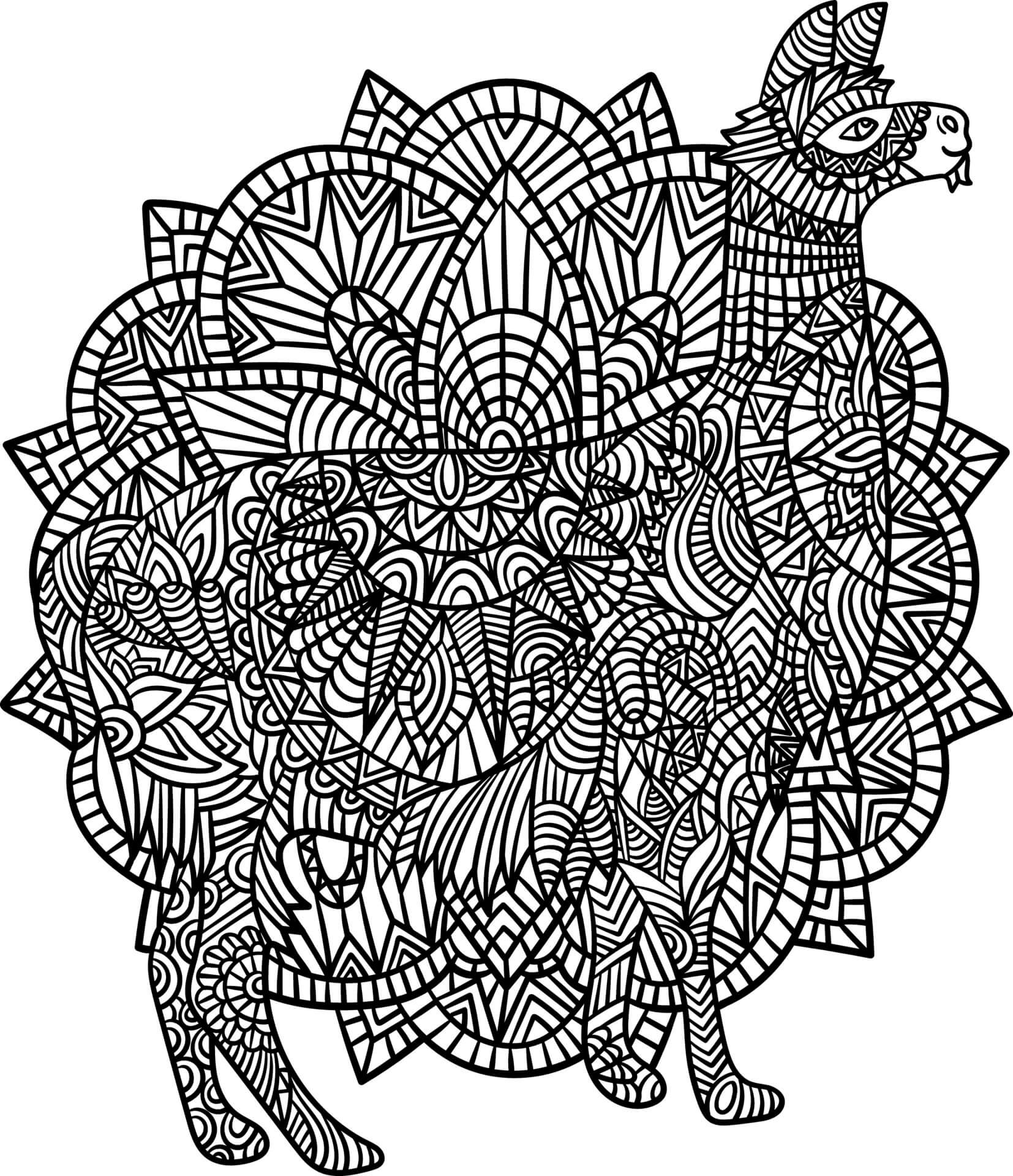 Mandala Llama Coloring Page - Sheet 3 Mandalas