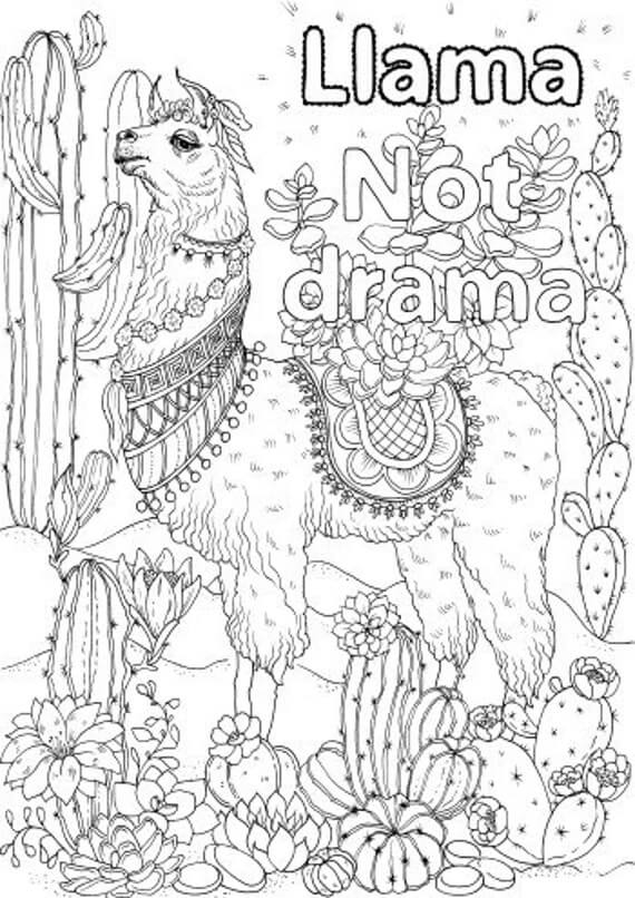 Mandala Llama Not Drama Coloring Page Mandalas