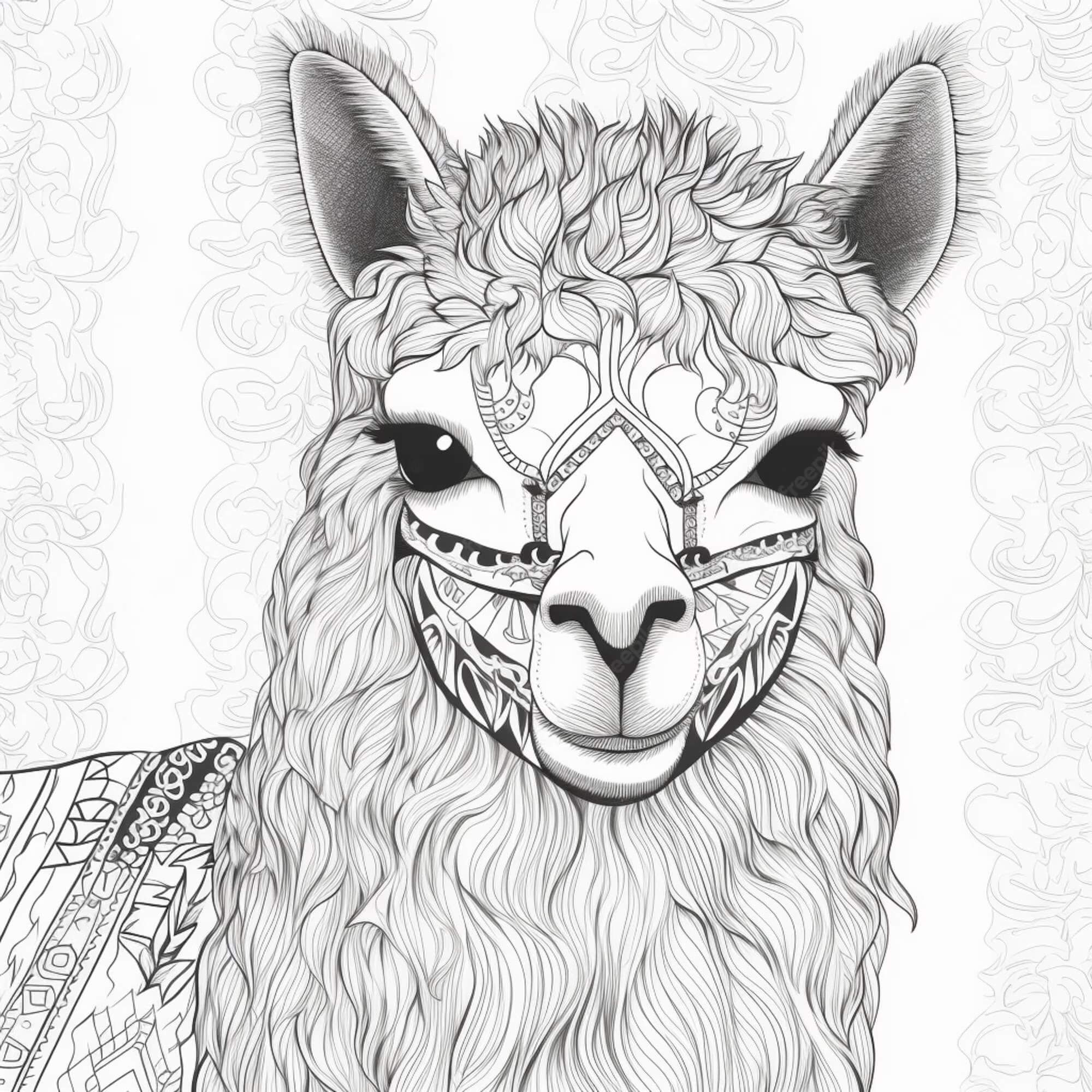 Mandala Portrait of Llama Coloring Page Mandalas