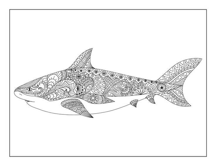 Mandala Shark Coloring Page - Sheet 1 Mandalas