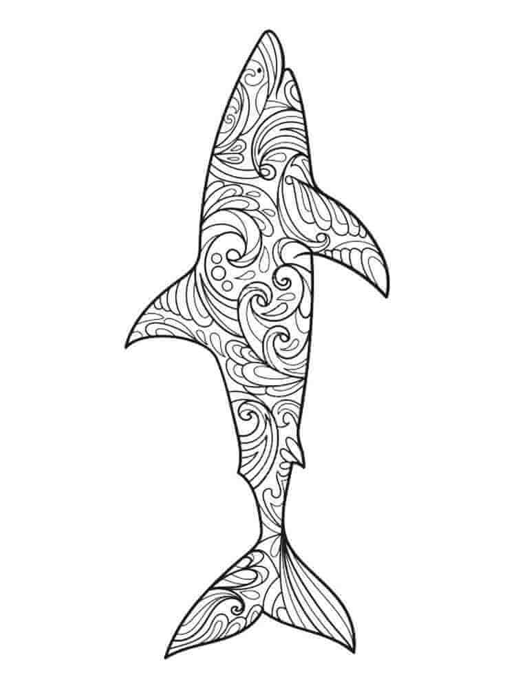 Mandala Shark Coloring Page - Sheet 2 Mandalas