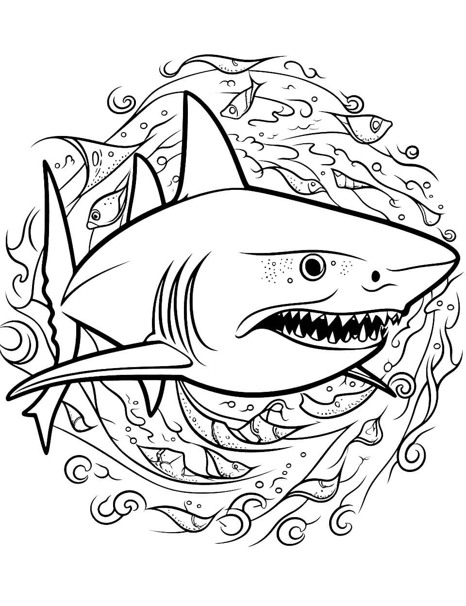 Mandala Shark Coloring Page - Sheet 3 Mandalas