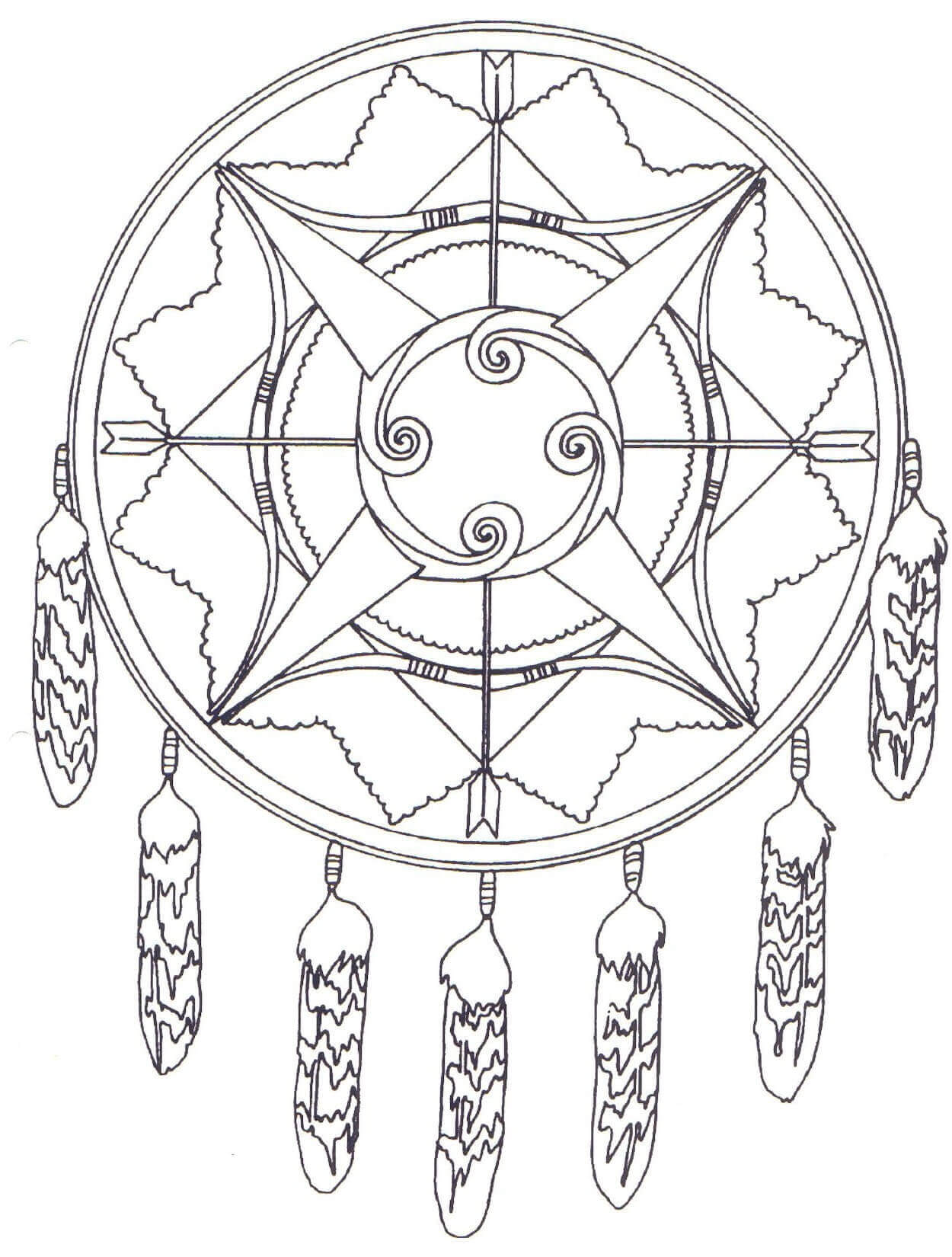 Mandala Bows And Arrows From Native Coloring Page Mandalas