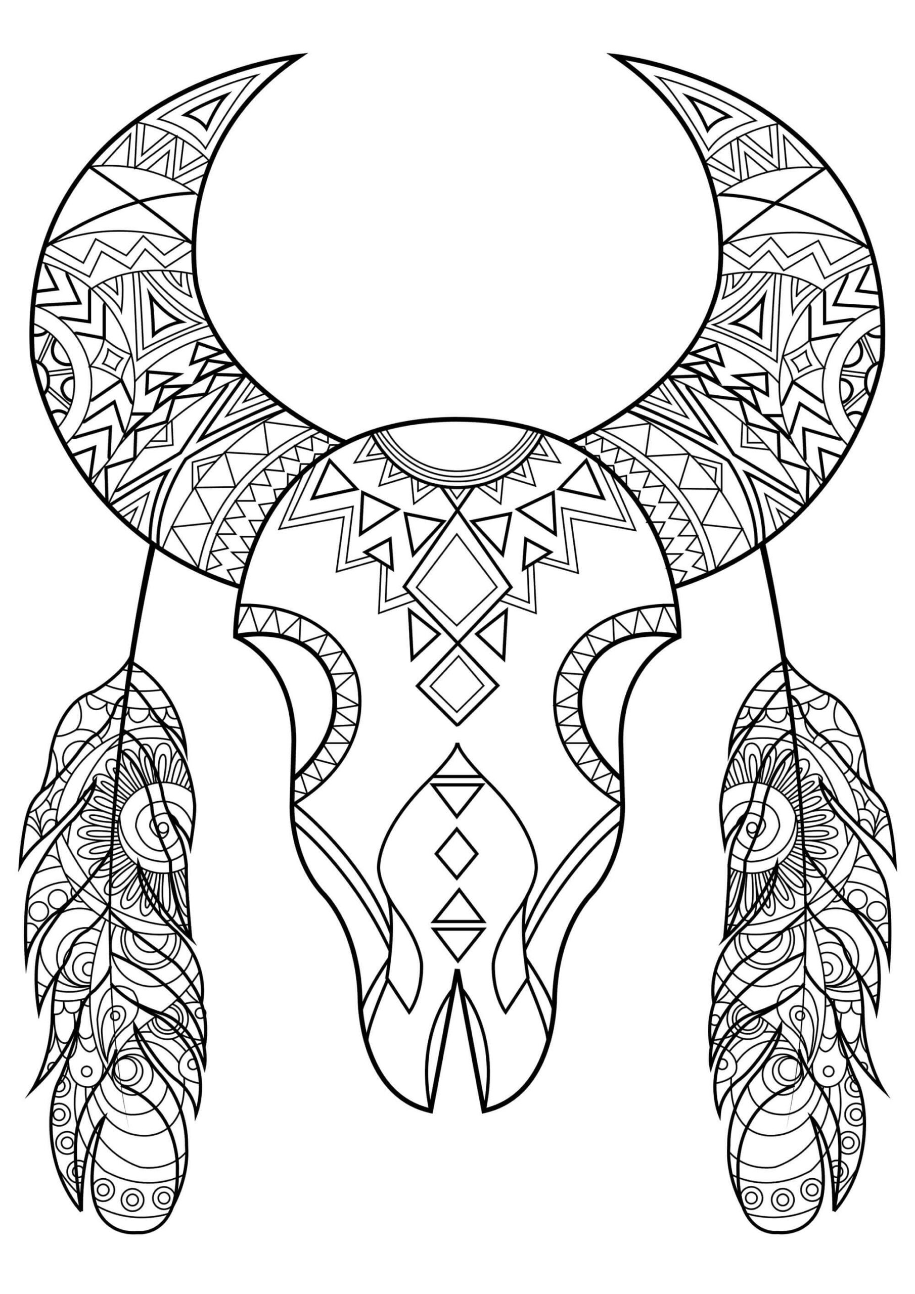 Mandala Bull Skull Coloring Page Mandalas