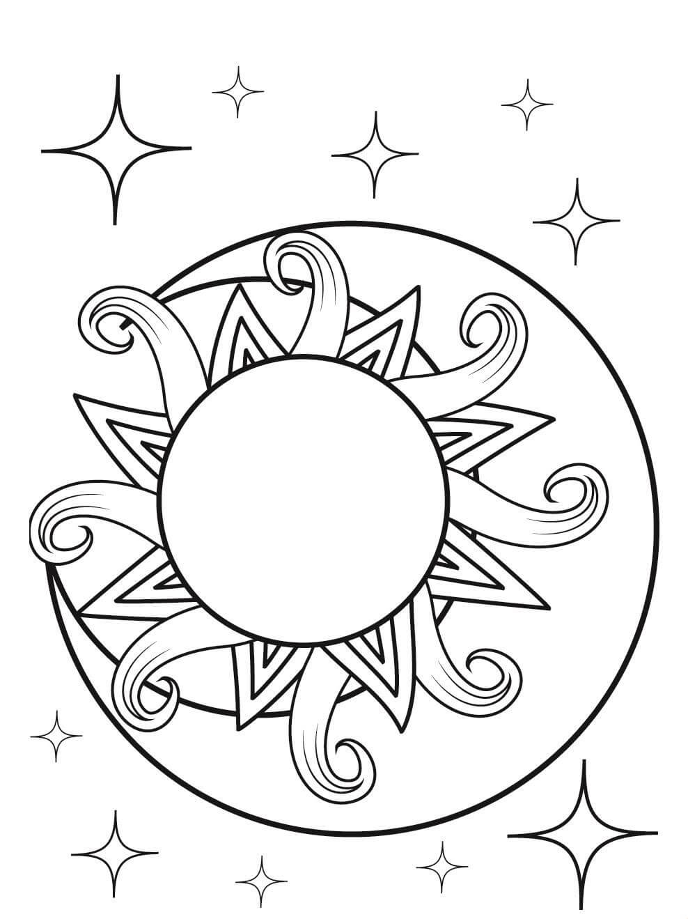 Mandala Explore The World of Creativity With Sun and Moon Coloring Page Mandalas