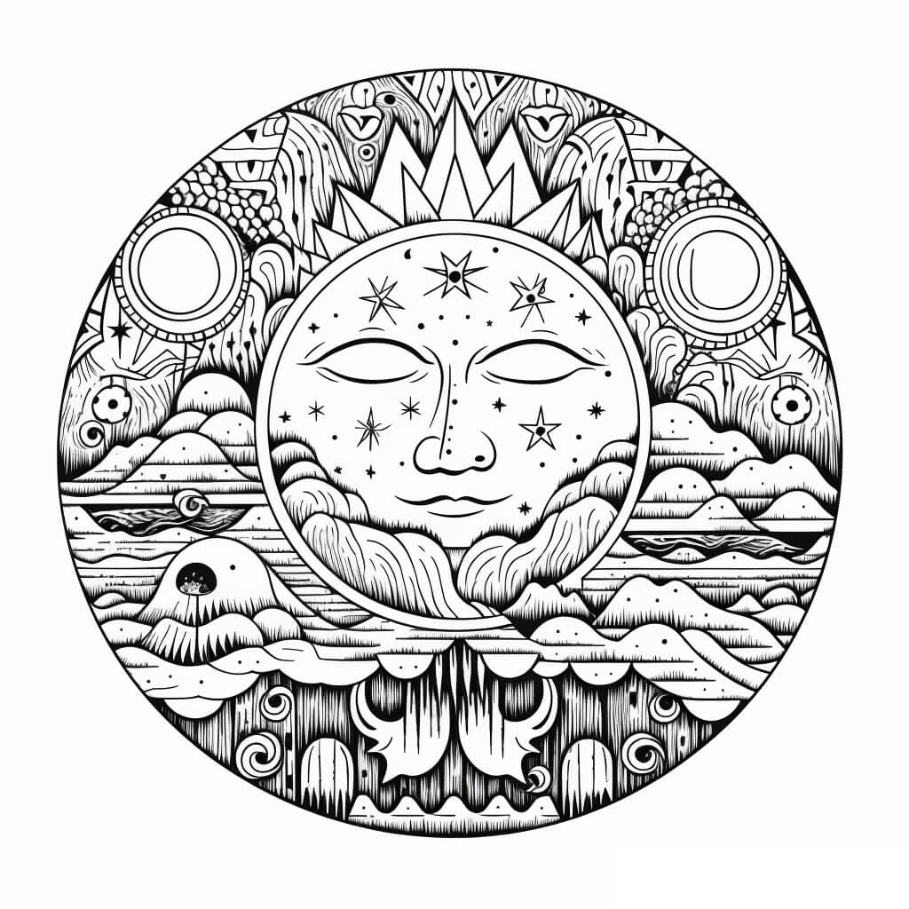 Mandala Full Moon Coloring Page Mandalas